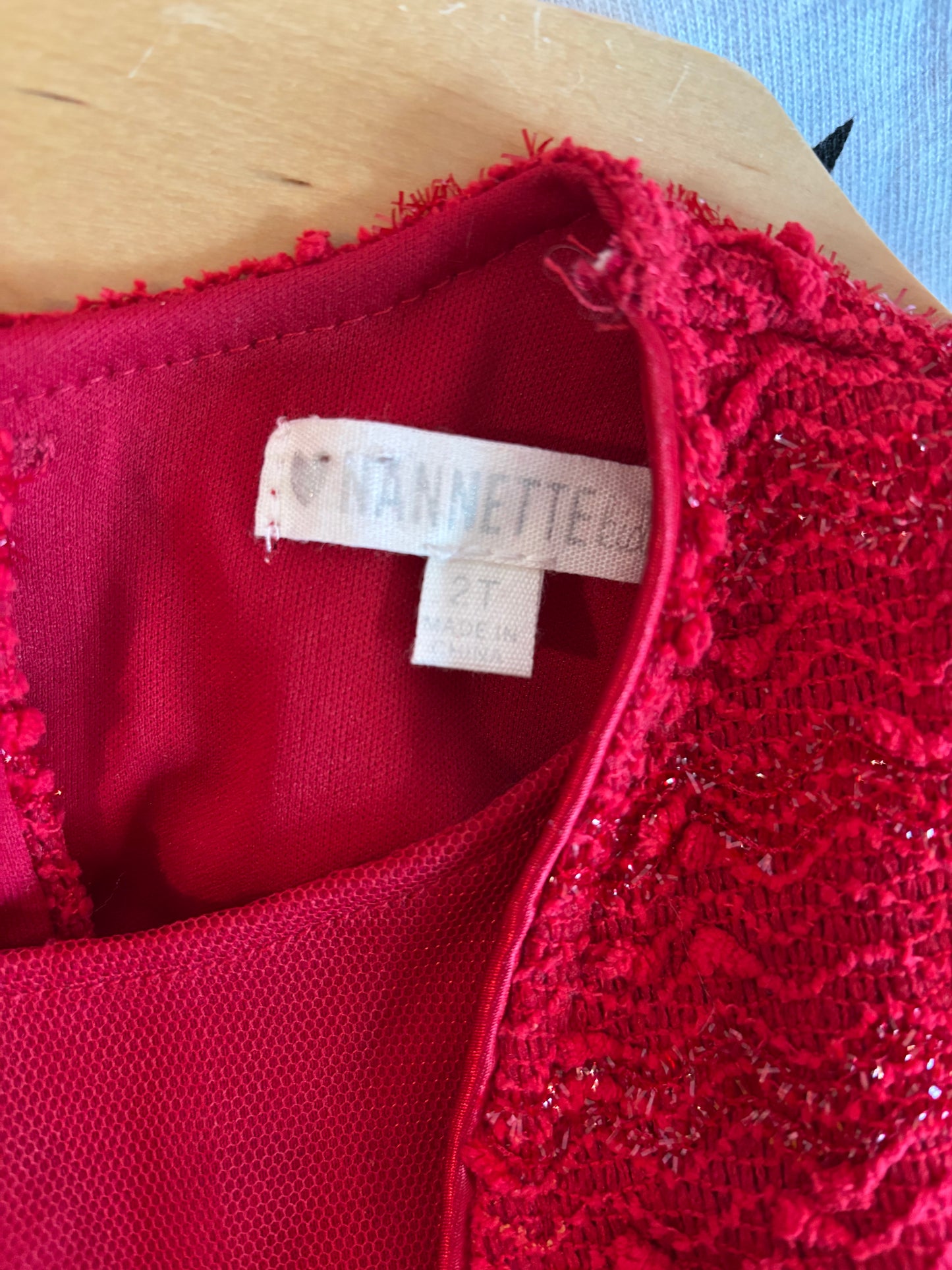 Nannette Kids red short sleeve rose dress. Size 2T