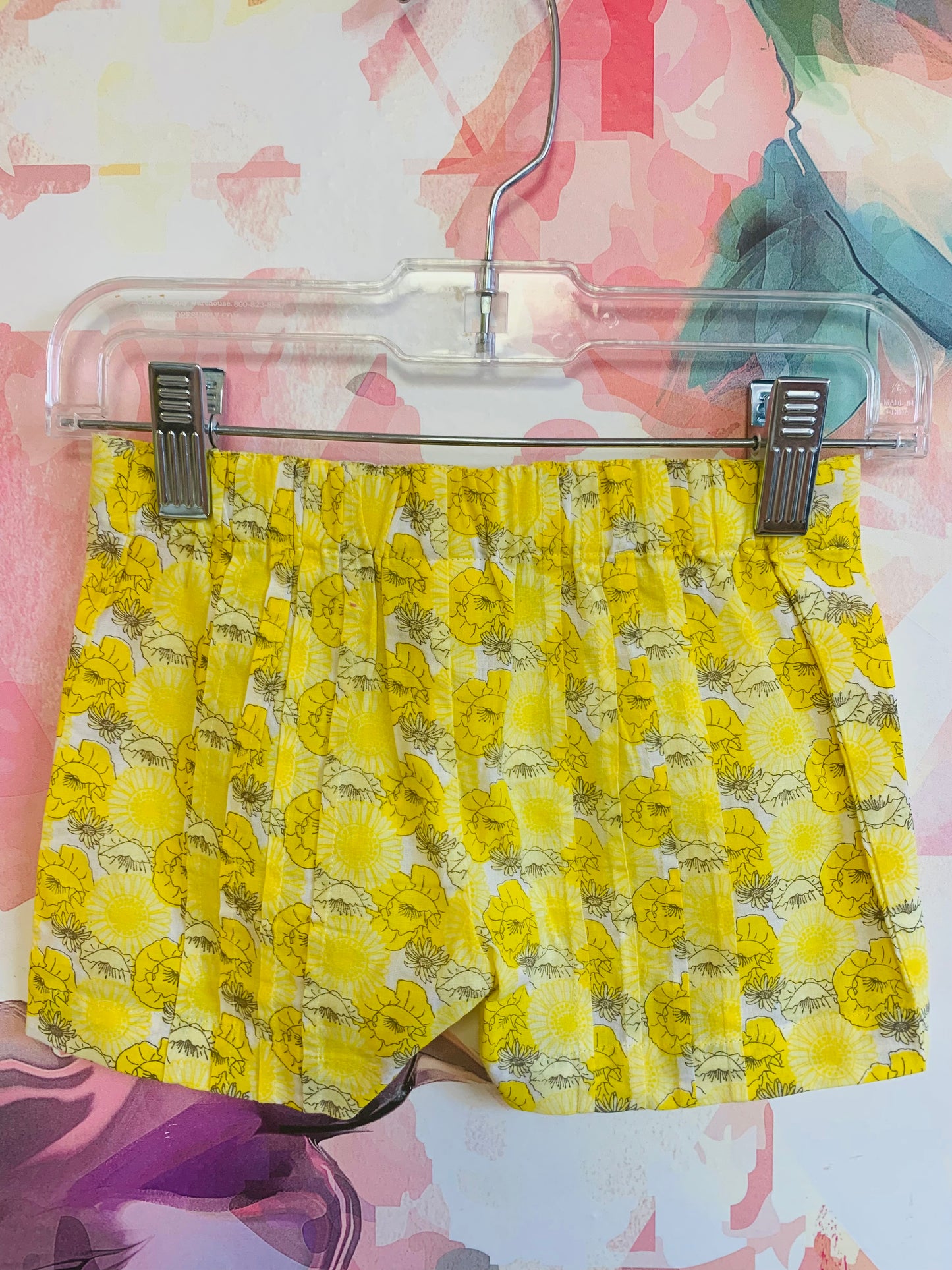 Kate Quinn yellow pleated flower shorts. Size 6-12m
