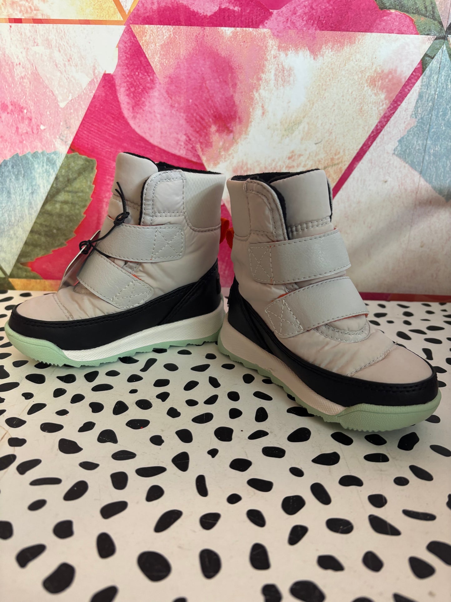 Sorel Winter Boots. White & Green. New Tags. Size 5B.