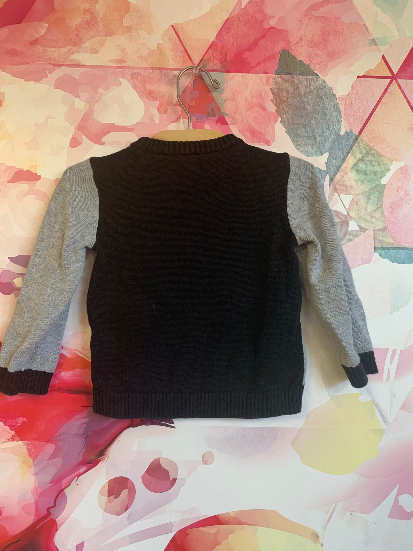 Janie & Jack grey/black crewneck sweater with dog in scarf. Size 18-24m