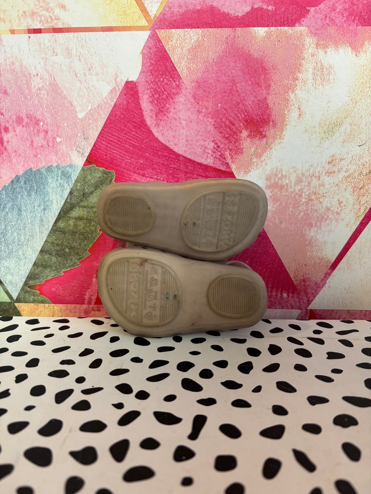 Zaxy Nina. Beige. Pink Flowers & Pearls. Velcro Strap. Size 5L.