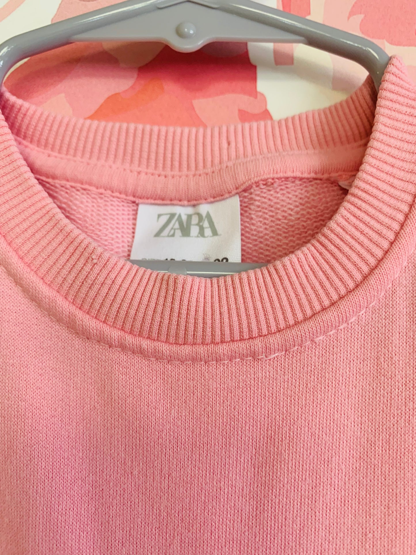 Zara pink sweatshirt with front pocket. Size 18-24months.