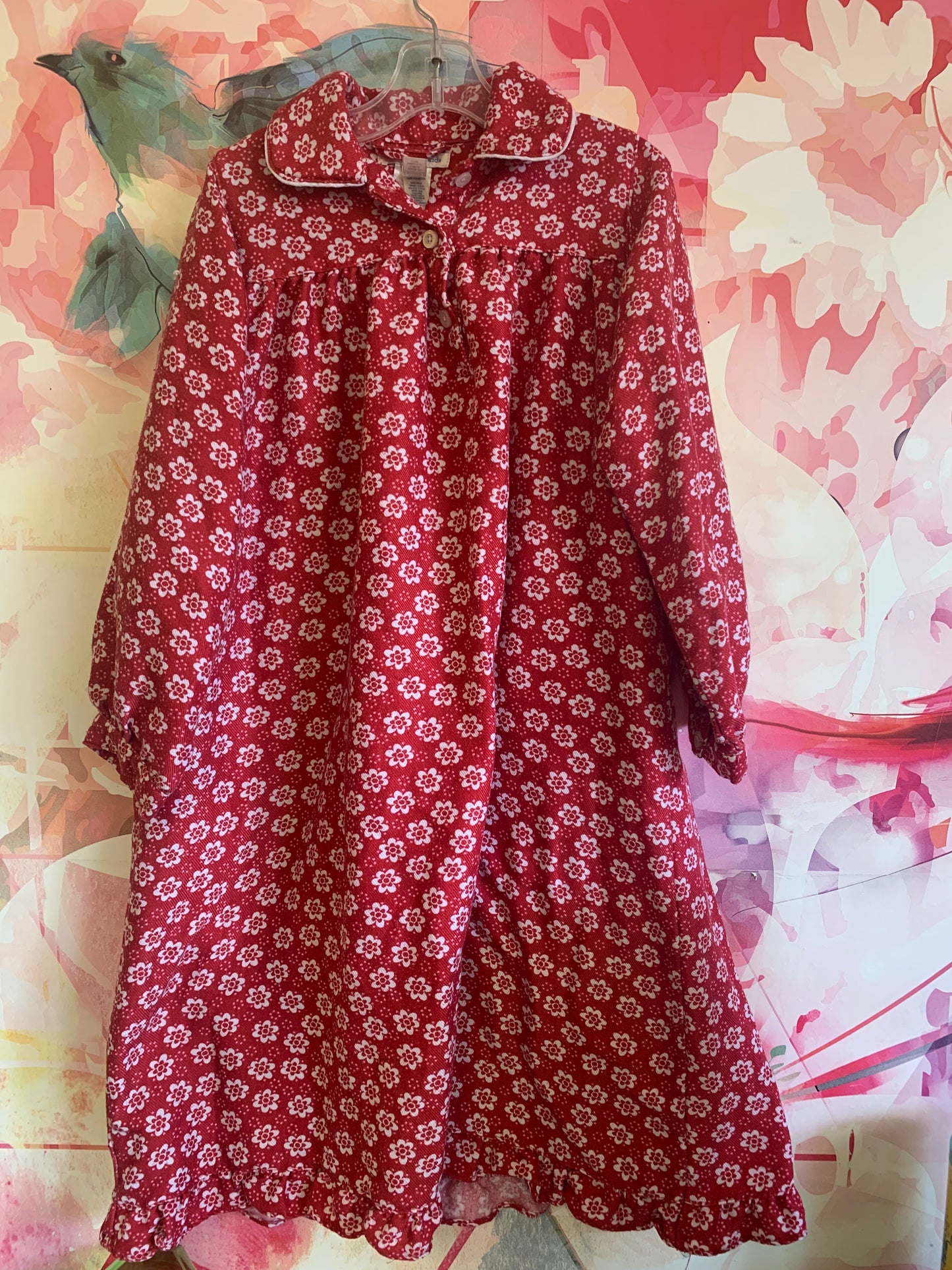 Pottery Barn Kids red & white flower nightgown. Size 6T