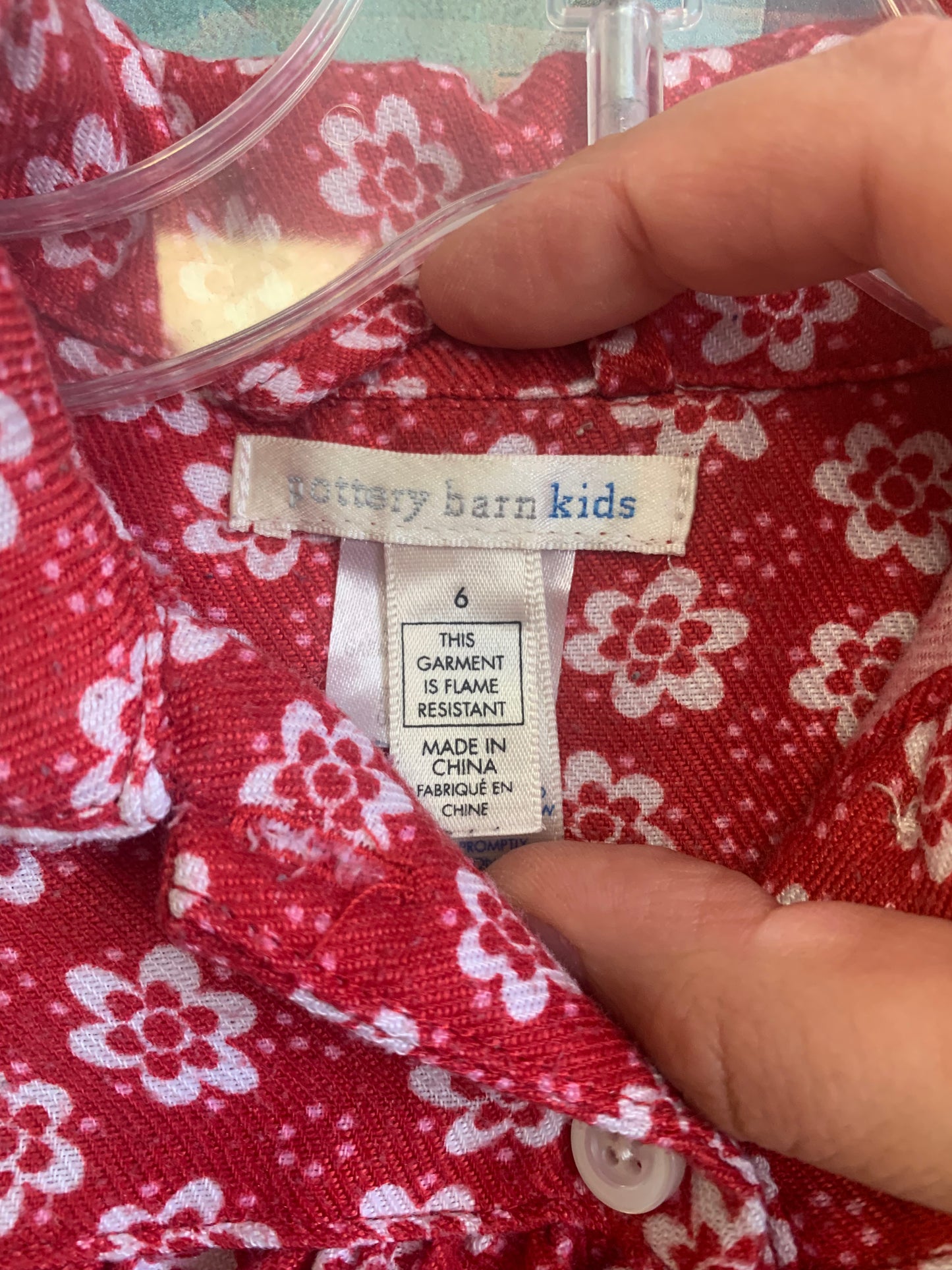 Pottery Barn Kids red & white flower nightgown. Size 6T