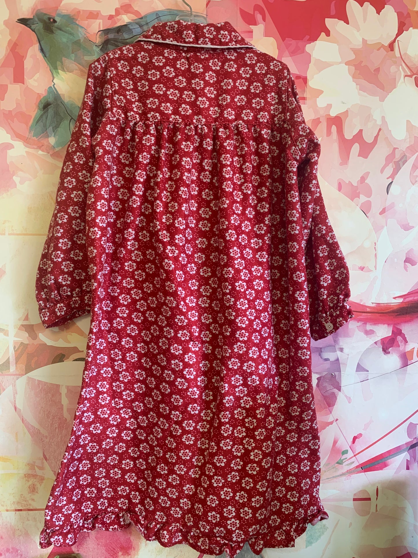 Pottery Barn Kids red & white flower nightgown. Size 6T