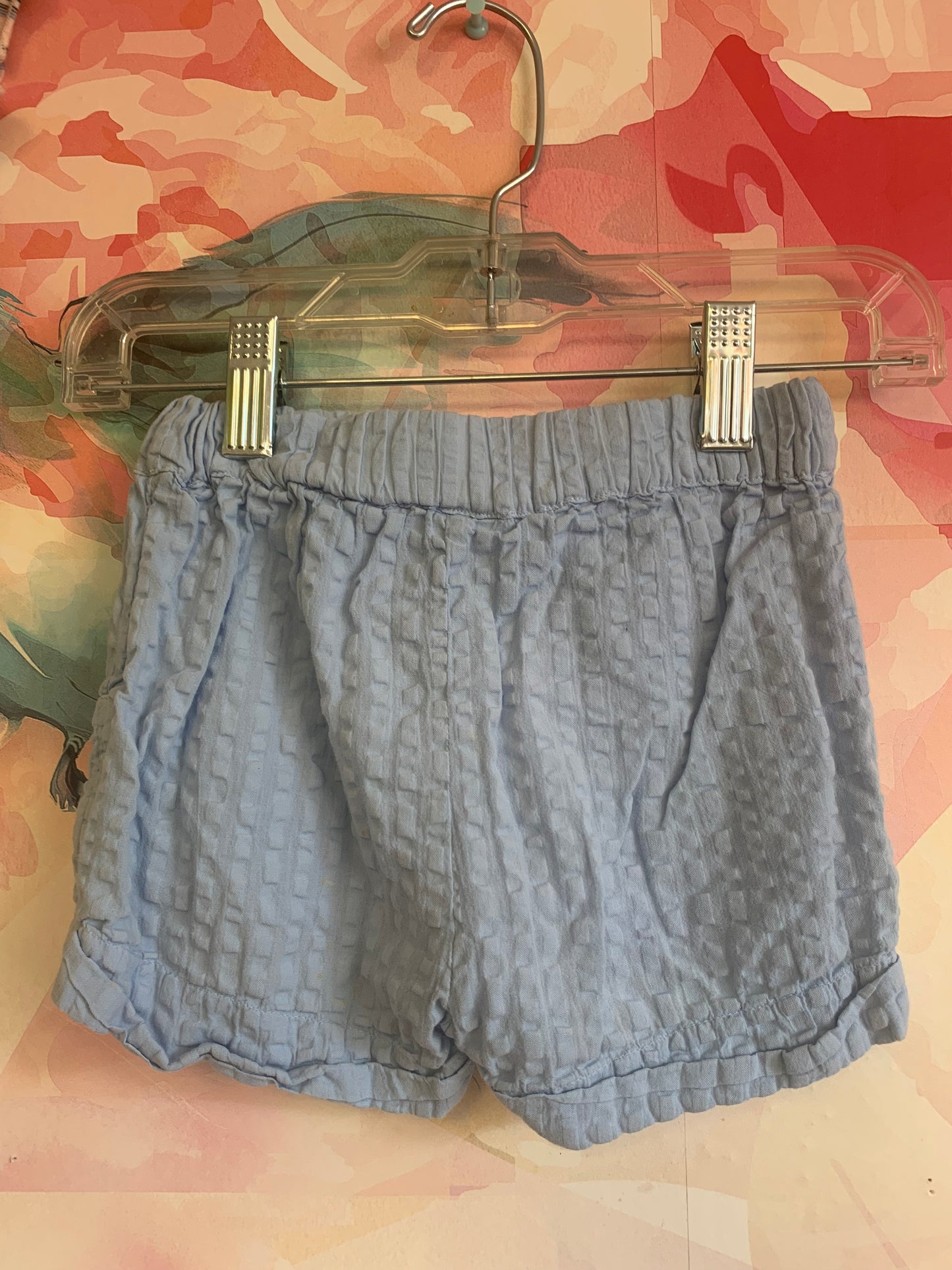 Stem 2 bundle. Pink, black, blue stripe ruffle t shirt and blue shorts. Both size 2T