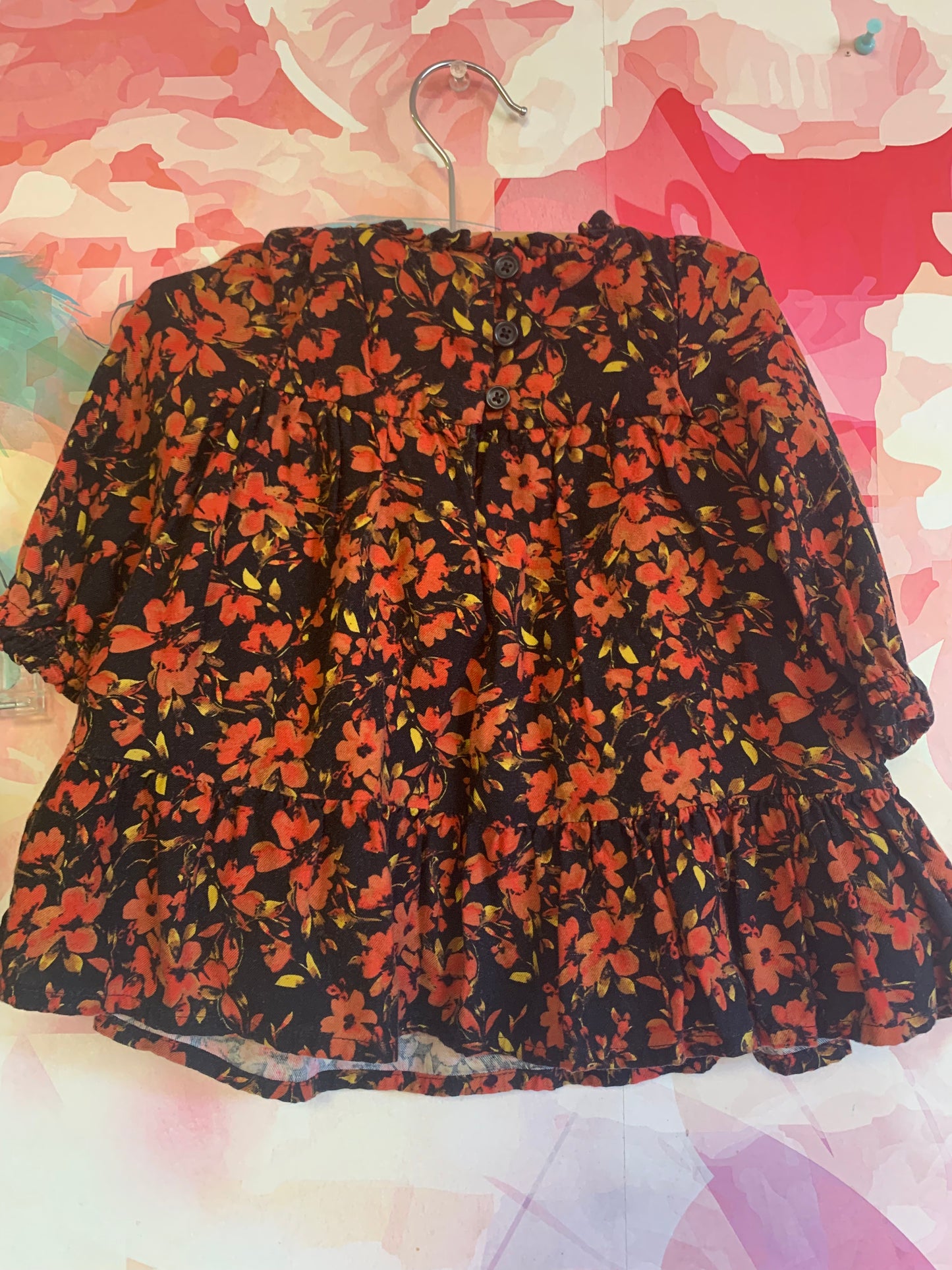 Baby Gap red black yellow dress & matching headband & black bloomers. Size 3-6m