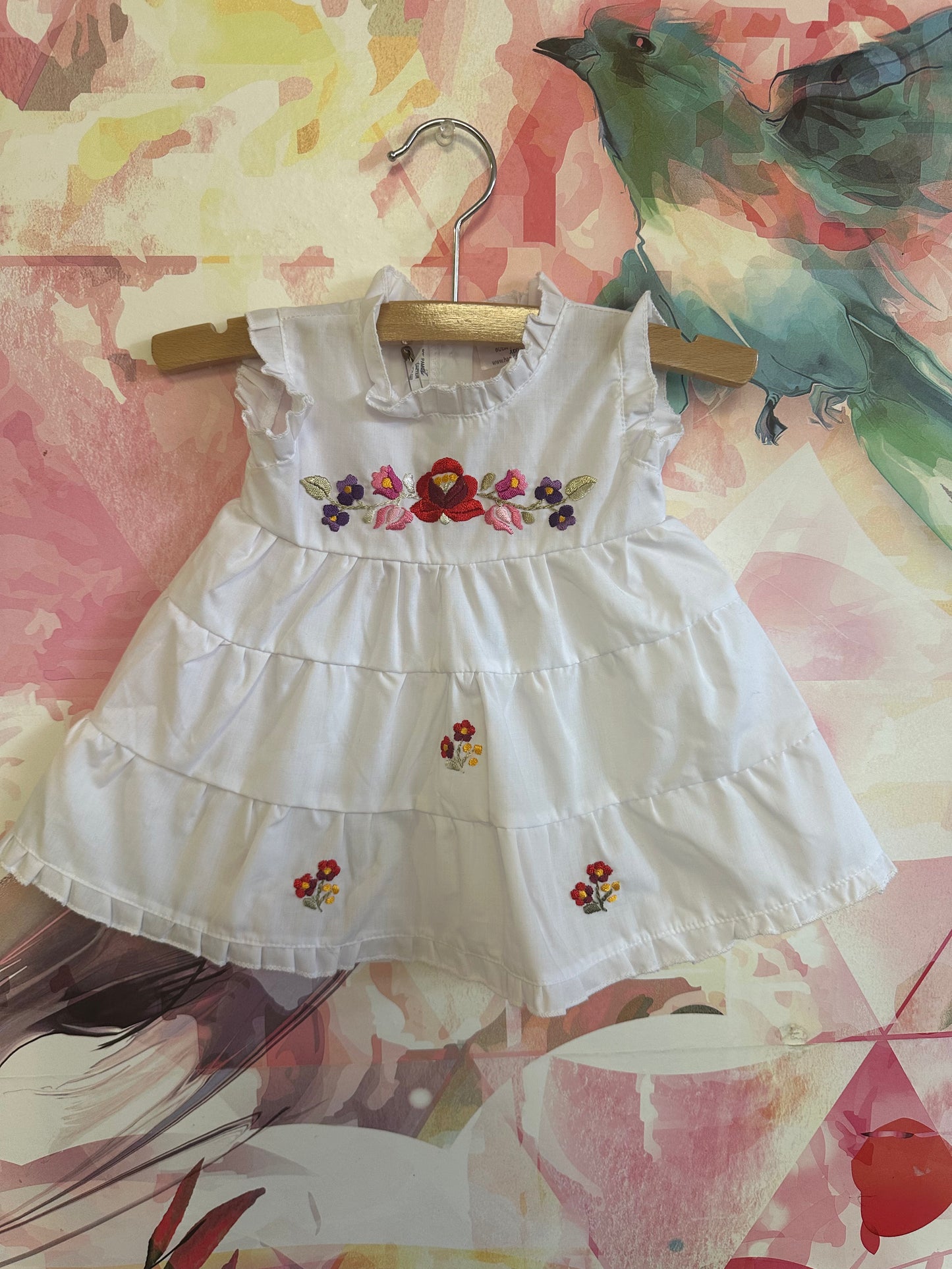 White Embroidered Sleeveless Dress Size 6-12m