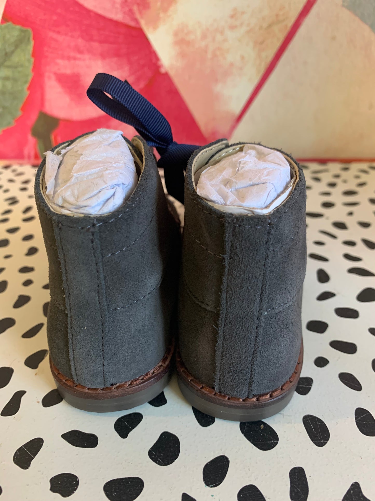 Janie & Jack grey leather boots with brown laces. *New with Tags* Size 4.