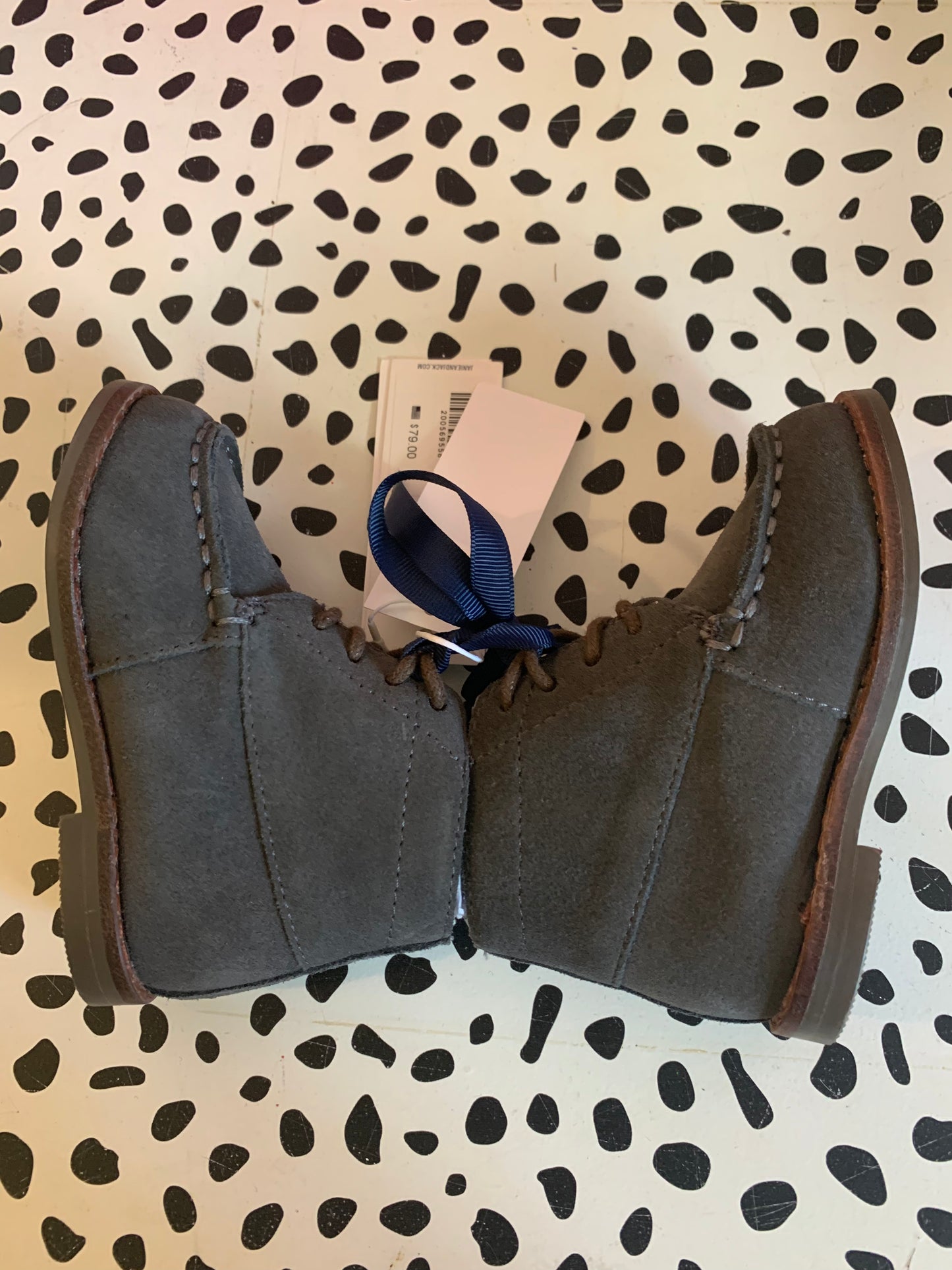 Janie & Jack grey leather boots with brown laces. *New with Tags* Size 4.