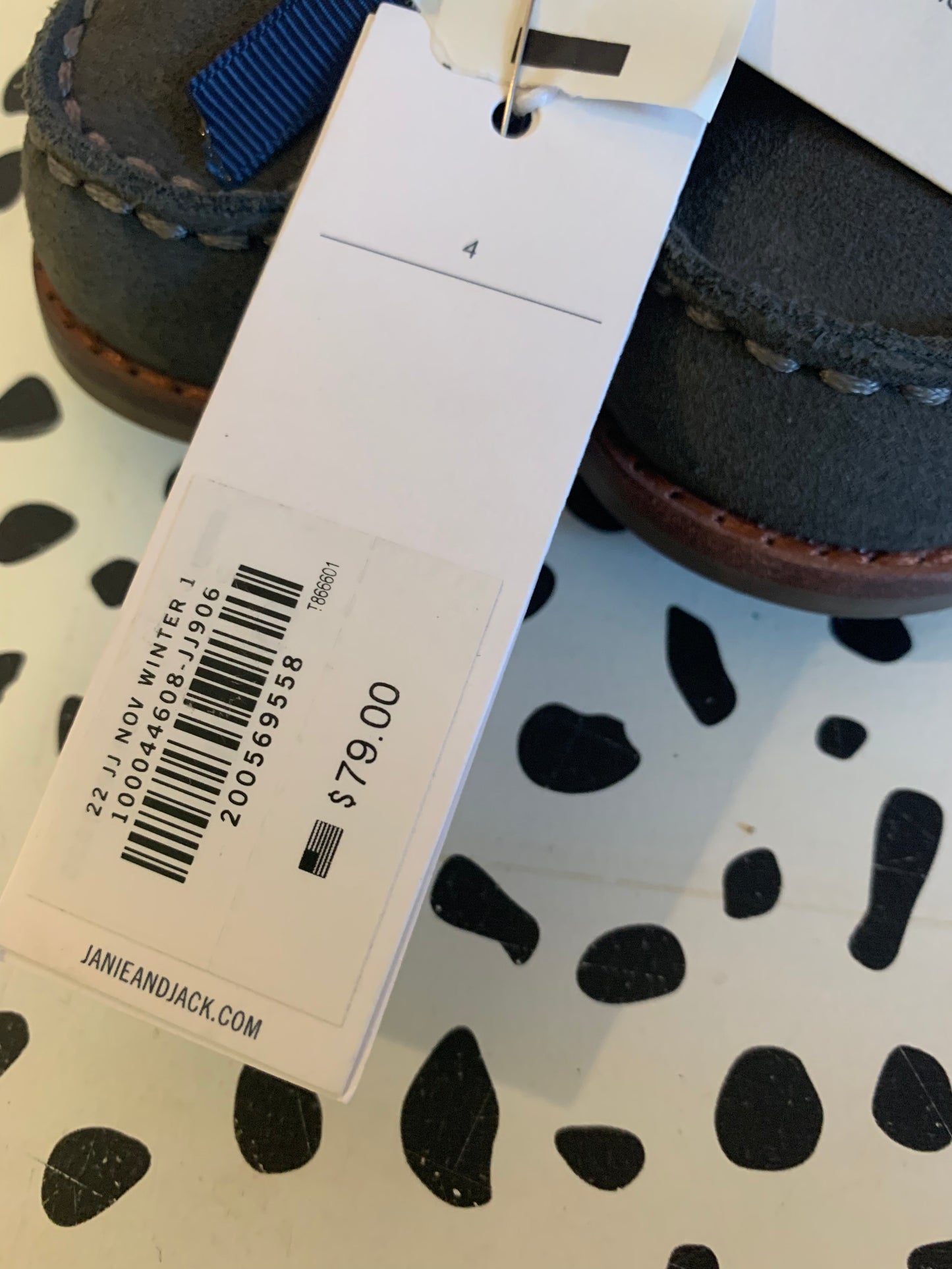 Janie & Jack grey leather boots with brown laces. *New with Tags* Size 4.