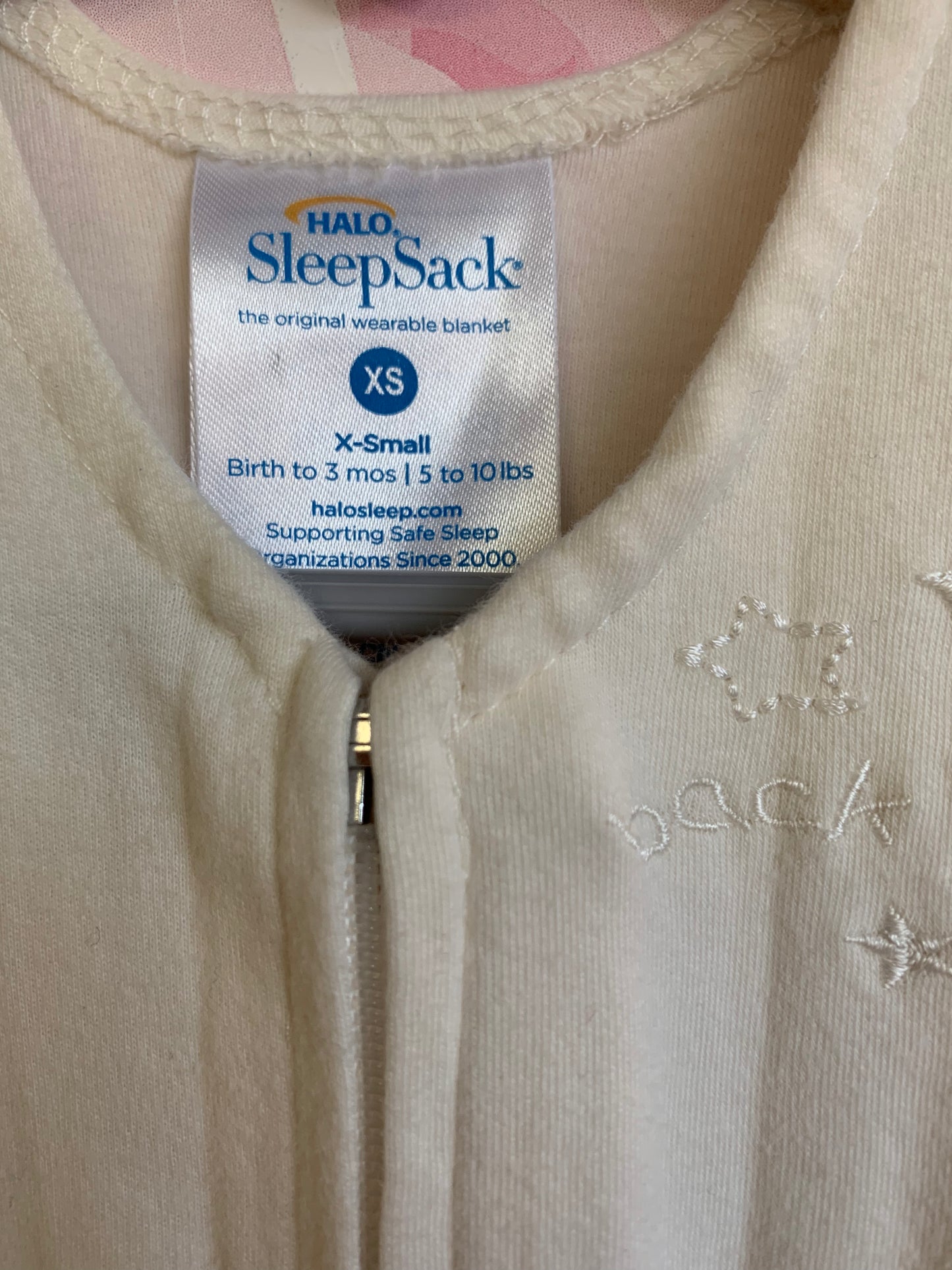Halo sleep sack XS in cream. Size 0-3m / NB