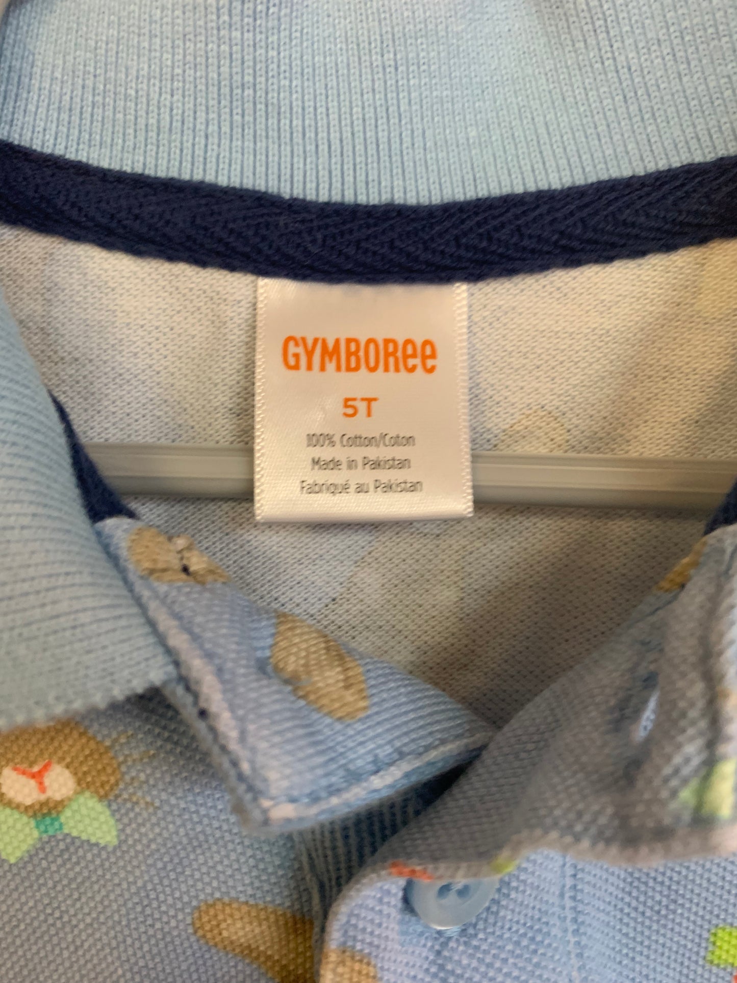 Gymboree blue short sleeve polo with bunnies. Size 5T