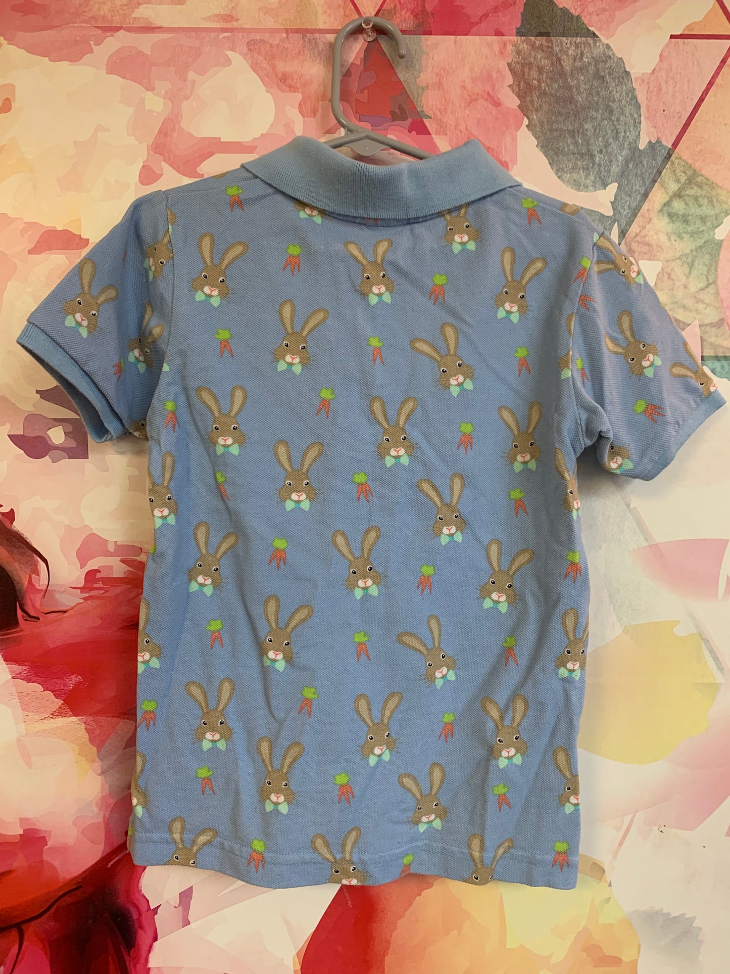 Gymboree blue short sleeve polo with bunnies. Size 5T