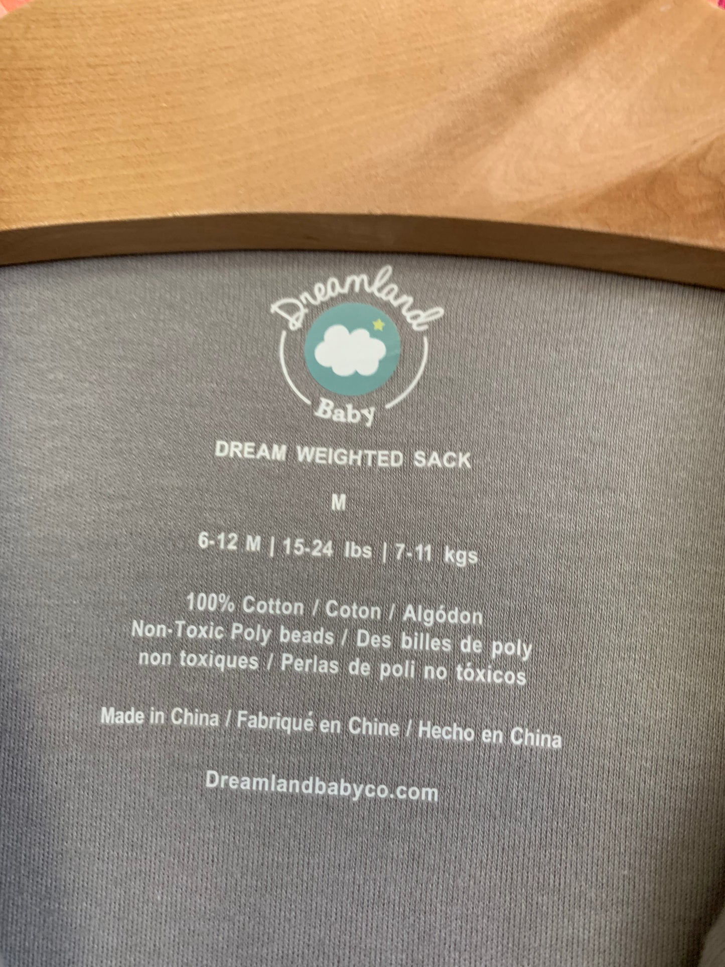 Dreamland Baby grey weighted sleep sack. Size Medium. 6-12m. 100% cotton.