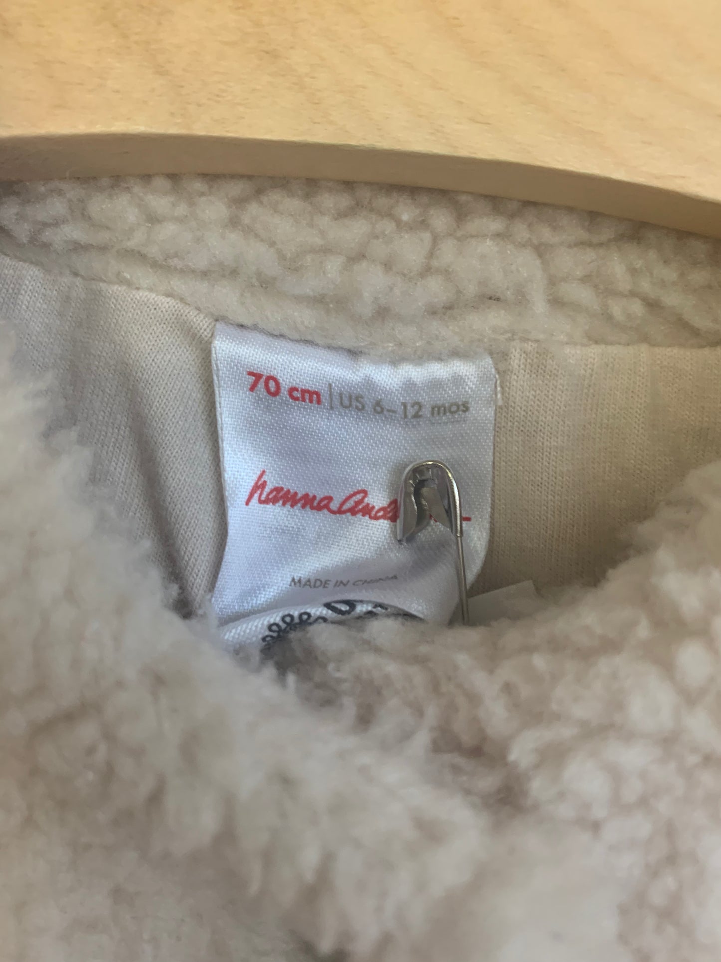 Hanna Andersson cream fleece jacket. Size 6-12m