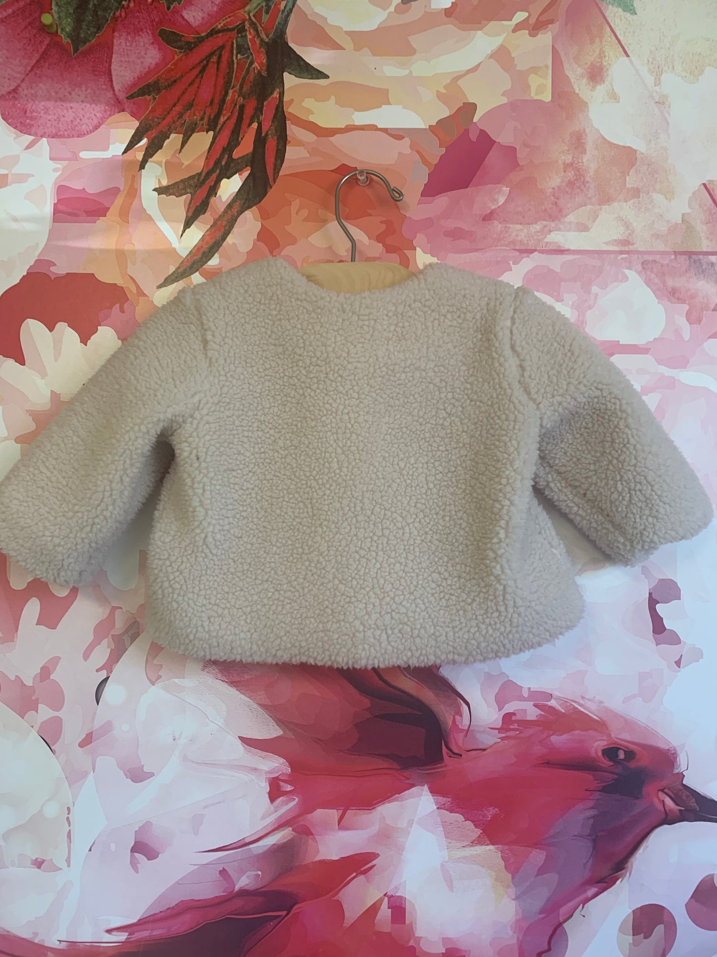 Hanna Andersson cream fleece jacket. Size 6-12m