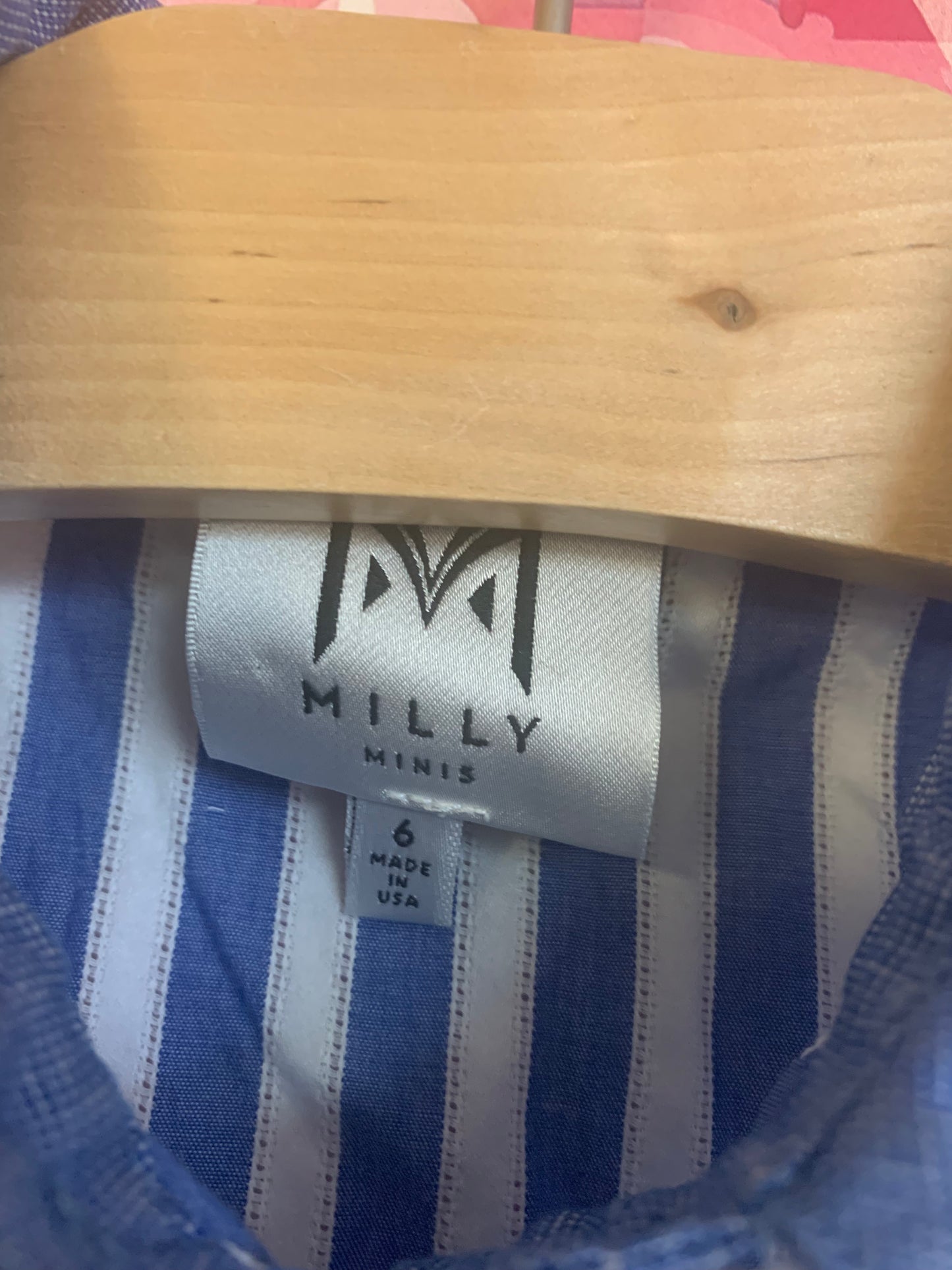 Milly Minis blue & white stripe sleeveless dress. Size 6T