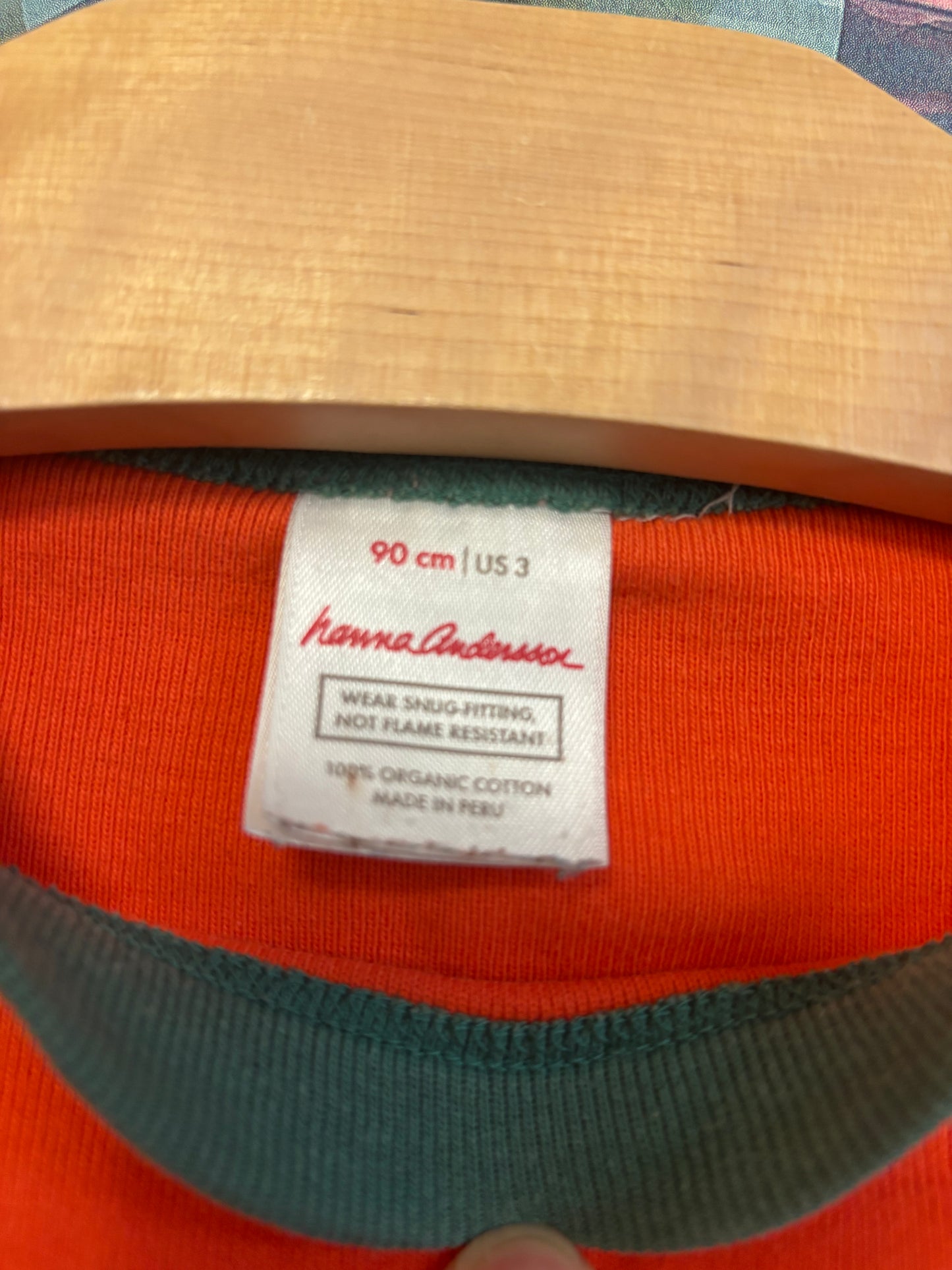 Hanna Andersson orange & green & black pumpkin pajama set. Size 3T