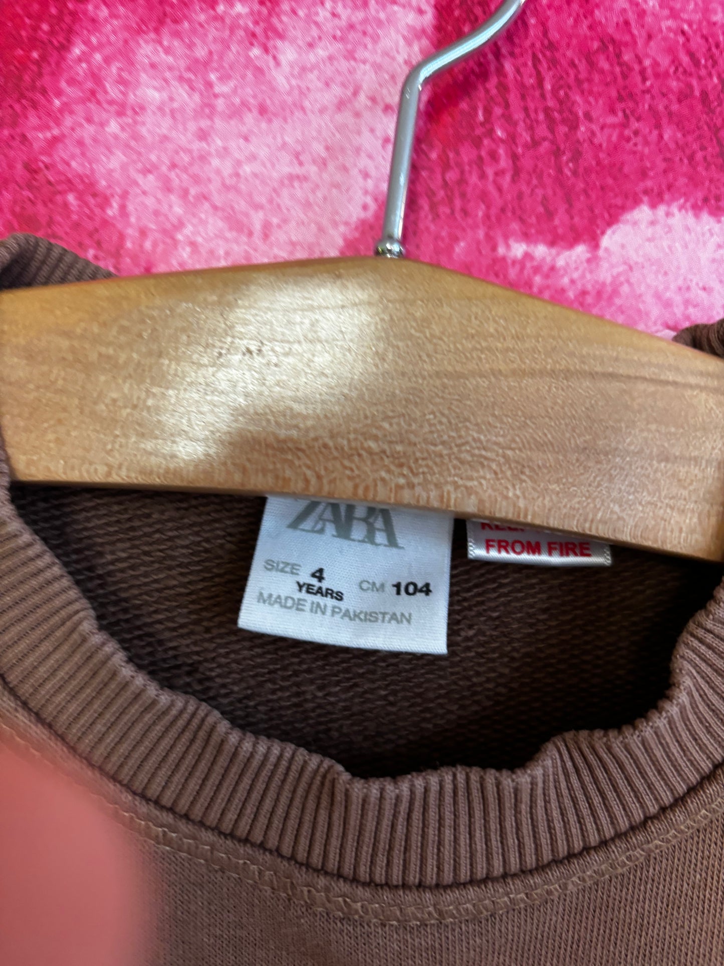 Zara brown sweatshirt and ribbed pants with purple/ green flowers. Size 4T