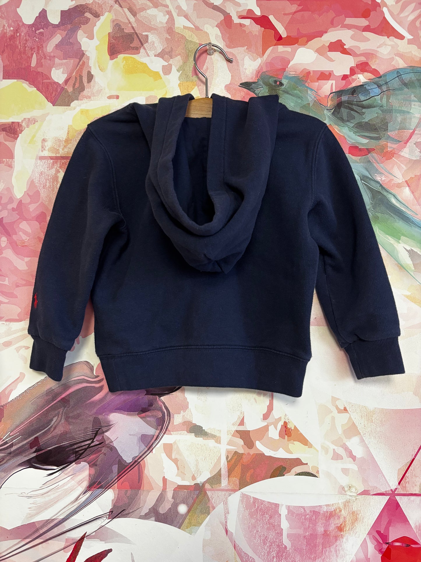 Polo Ralph Lauren navy blue hoodie with colorful logo. Size 3T