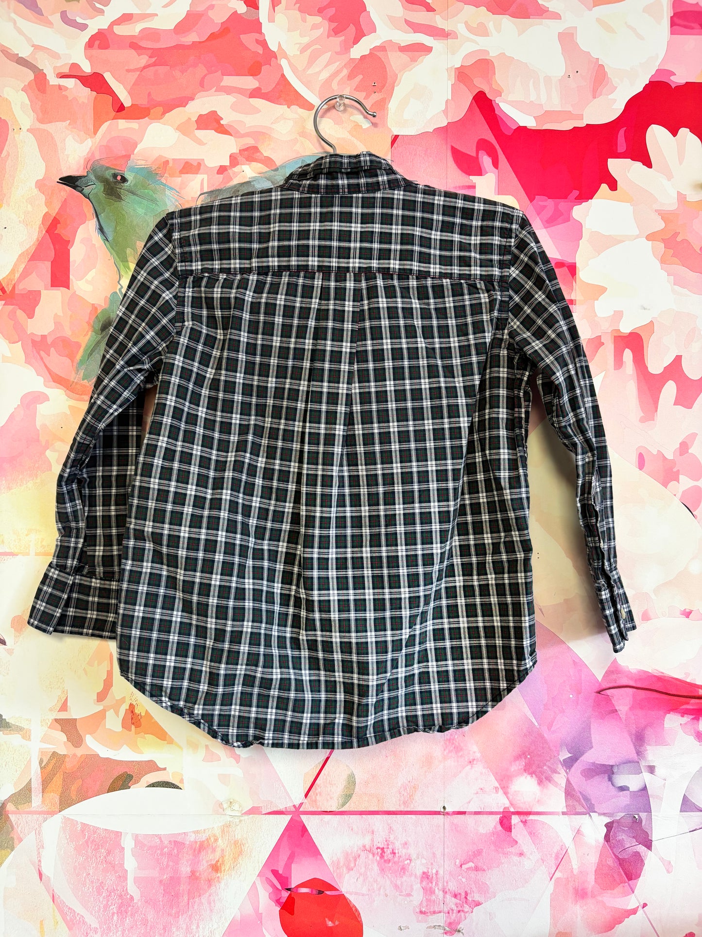 Ralph Lauren blue, green, white, red plaid long sleeve button down. Size 4T