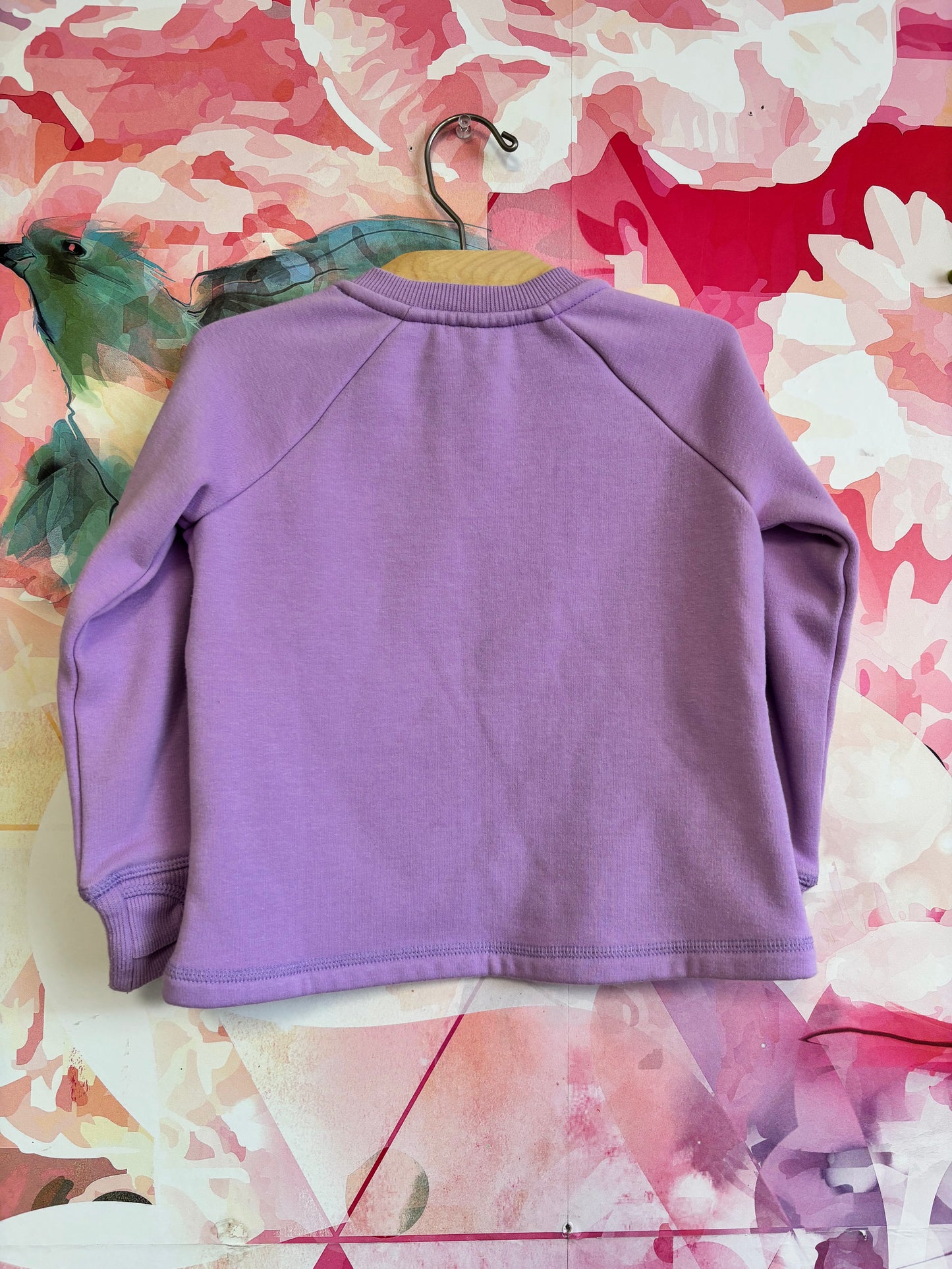 Eddie Bauer purple fleece sweater with side zipper, pockets and thumb holes. Size 4T