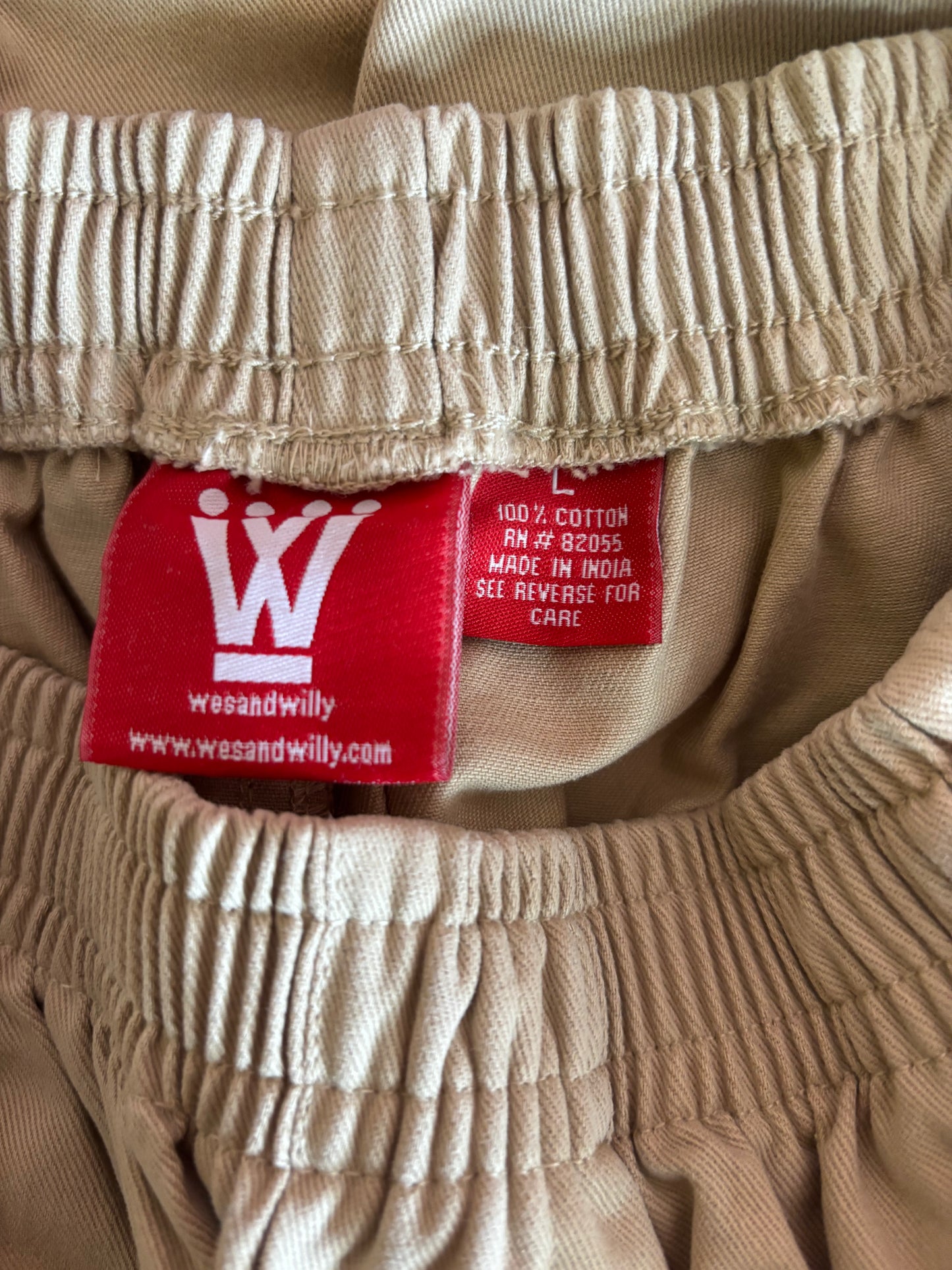 Wes & Willy khaki wide leg pants with elastic waistband. Size 14T.