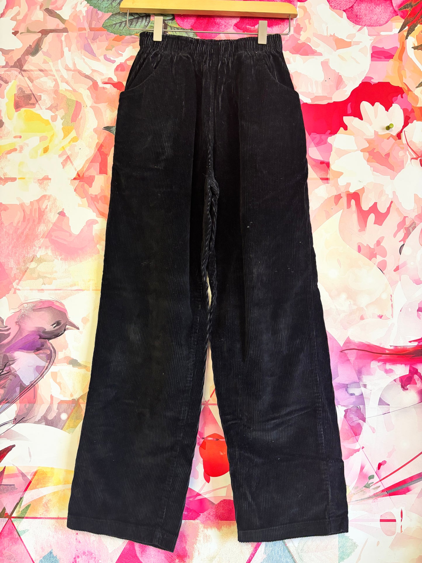 Wes & Willy Black Wide Leg Corduroy Pants With Elastic Waistband. Size 14T.