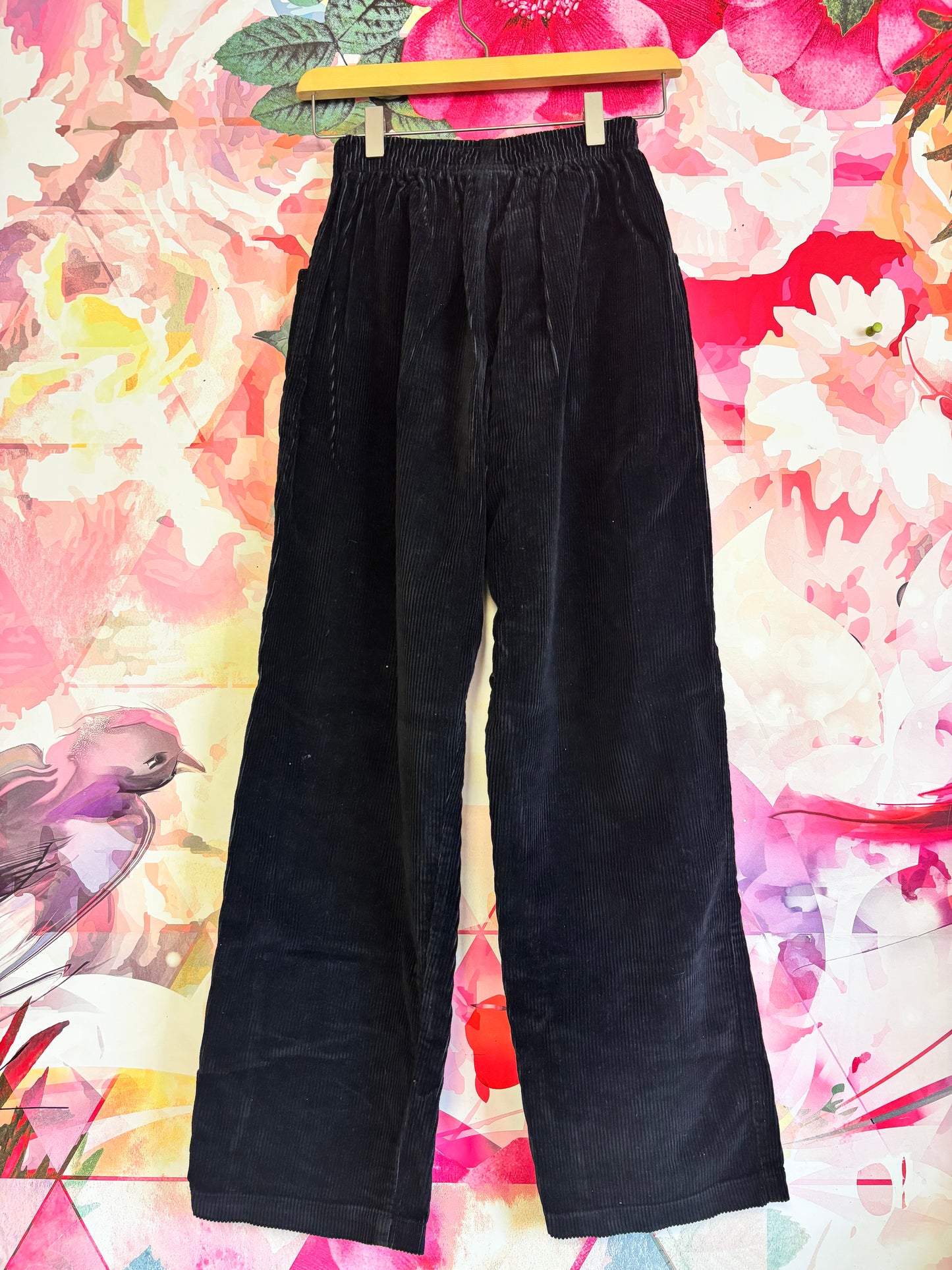 Wes & Willy Black Wide Leg Corduroy Pants With Elastic Waistband. Size 14T.