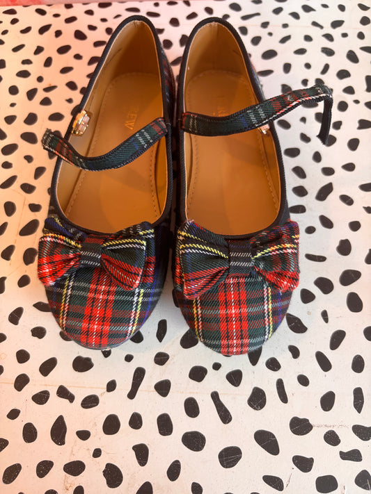 J. Crew Plaid Mary Janes. Bow. Size 1B.