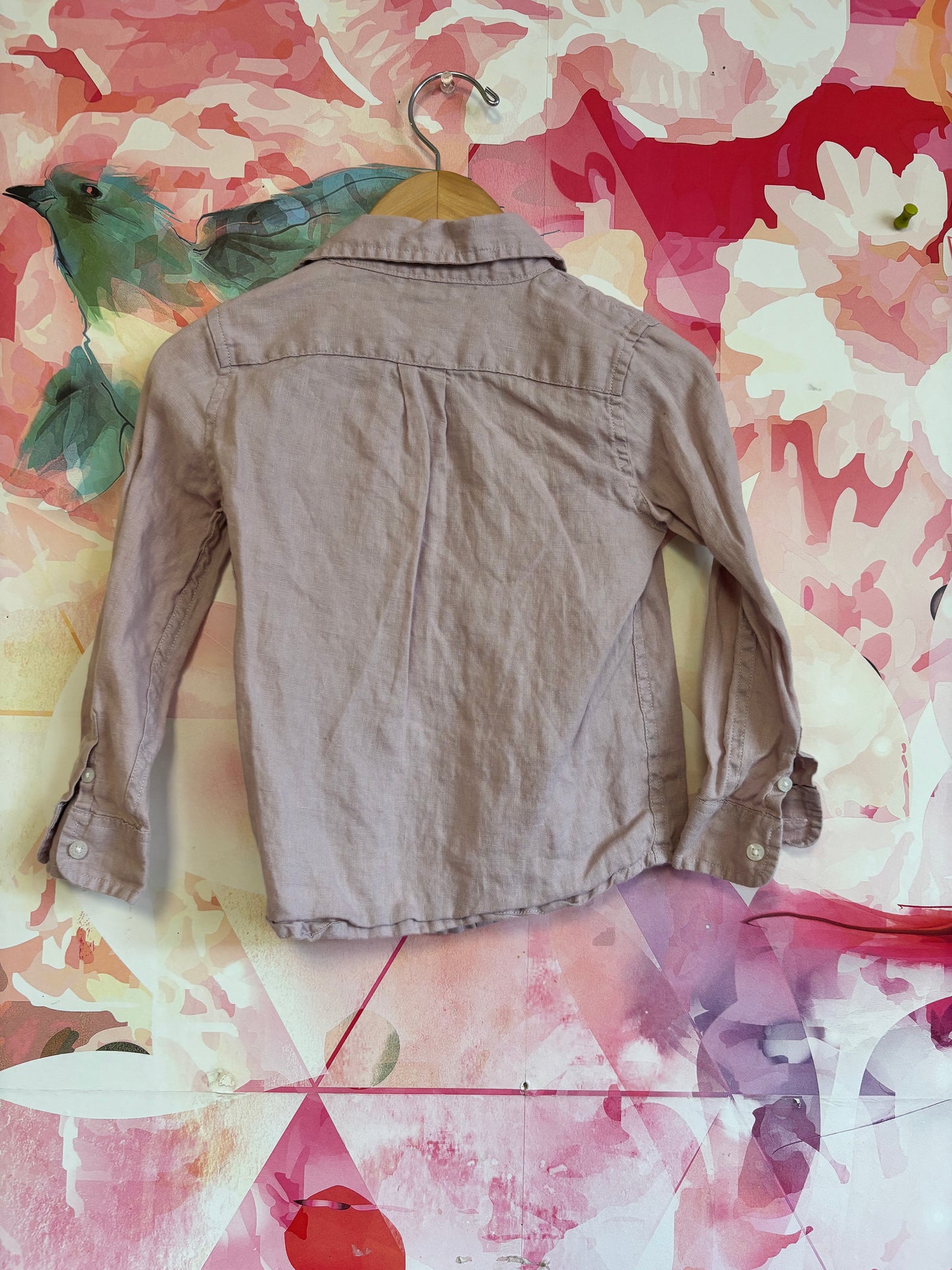 Janie & Jack pale pink linen button down shirt. Size 3T