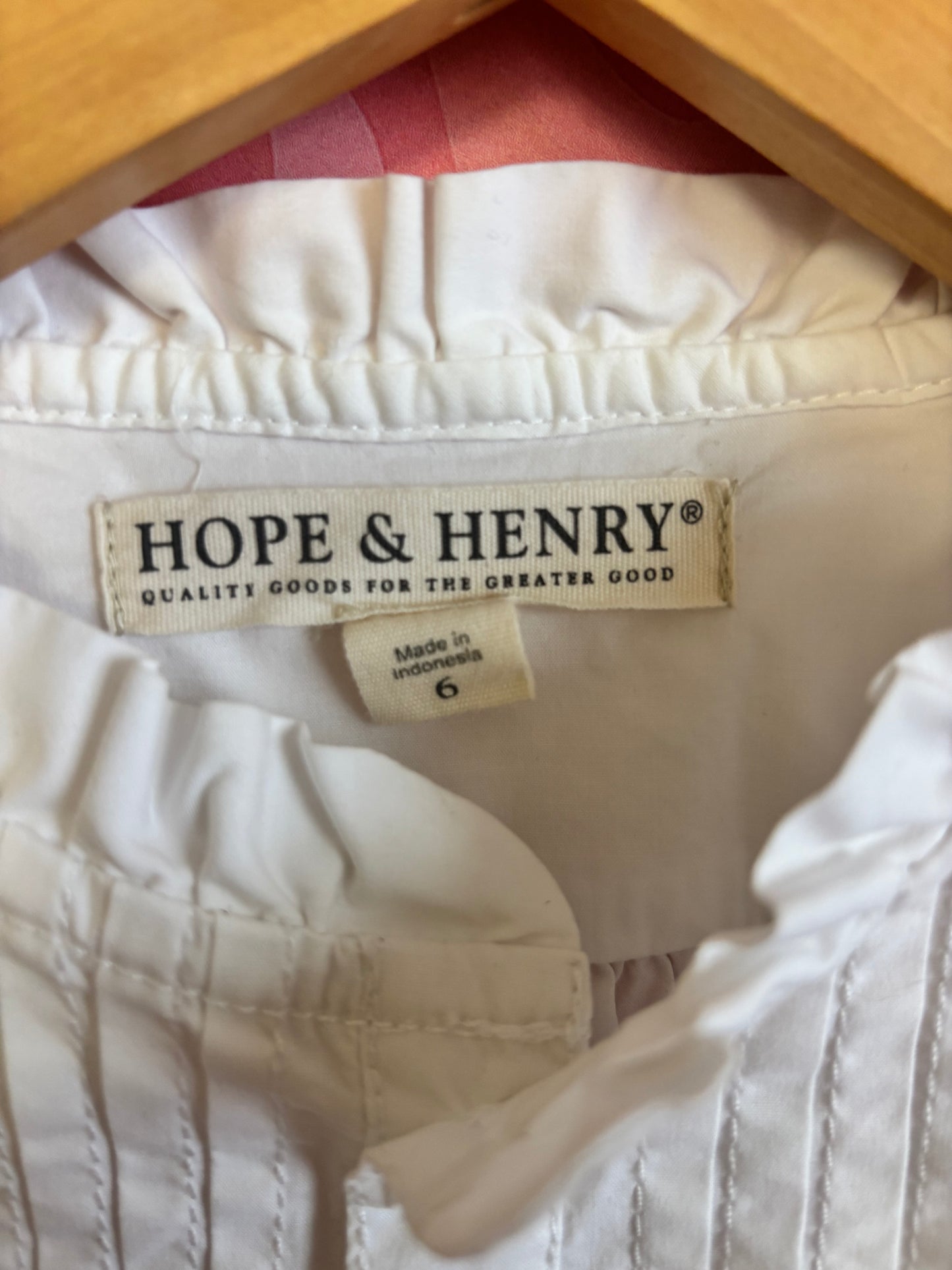 Hope & Henry White Blouse & H&M Burgundy Corduroy Overalls. Size 6T.