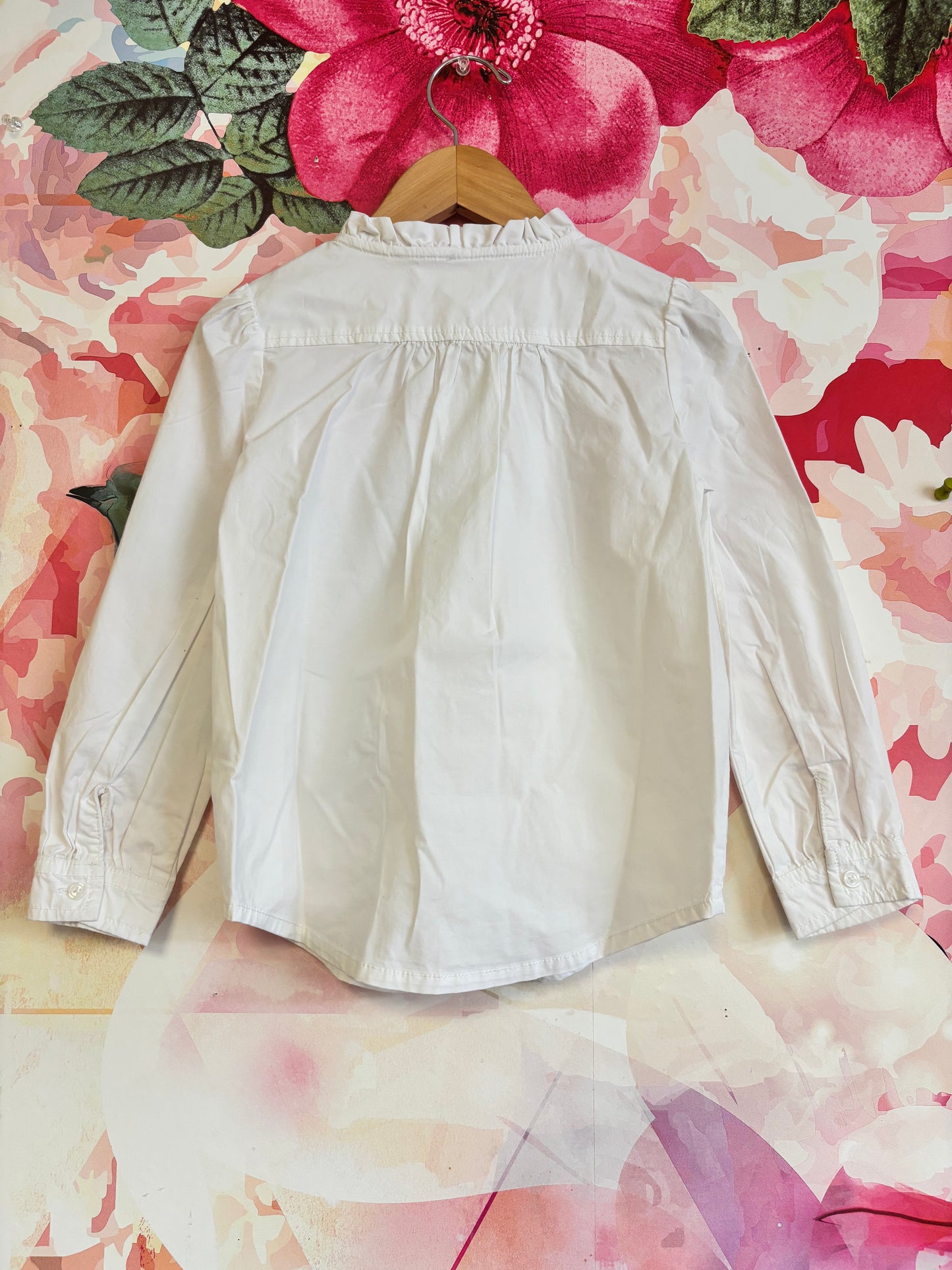 Hope & Henry White Blouse & H&M Burgundy Corduroy Overalls. Size 6T.