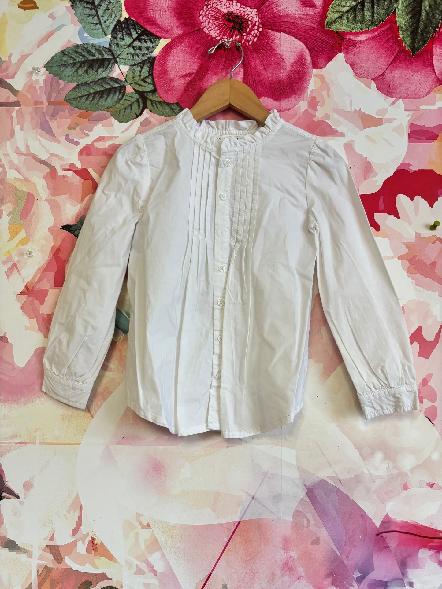 Hope & Henry White Blouse & H&M Burgundy Corduroy Overalls. Size 6T.