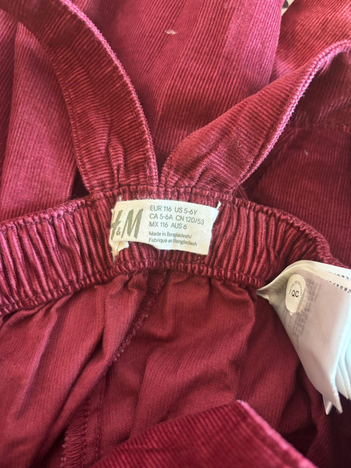 Hope & Henry White Blouse & H&M Burgundy Corduroy Overalls. Size 6T.