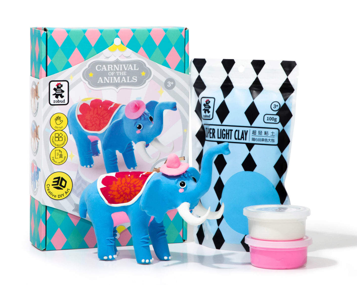 DIY Wood and Clay Model, Elephant