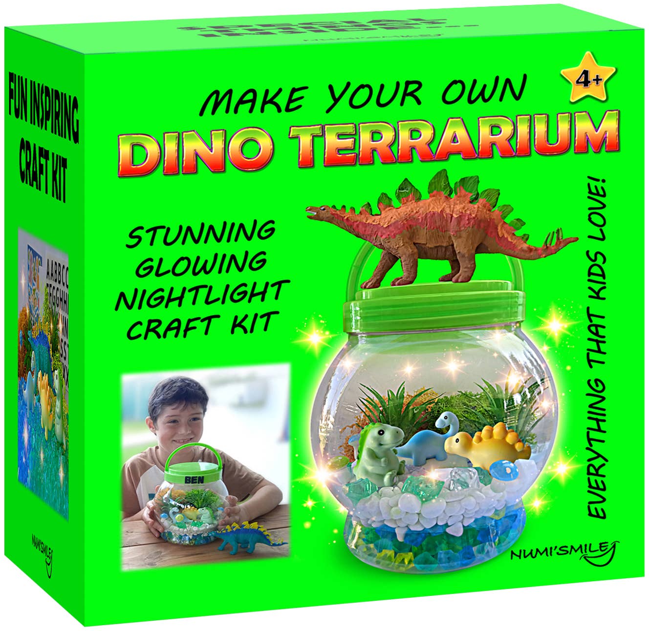 NUMI'SMILE - Make Your Own Light Up Dinosaur Terrarium Kit For Kids LTStem