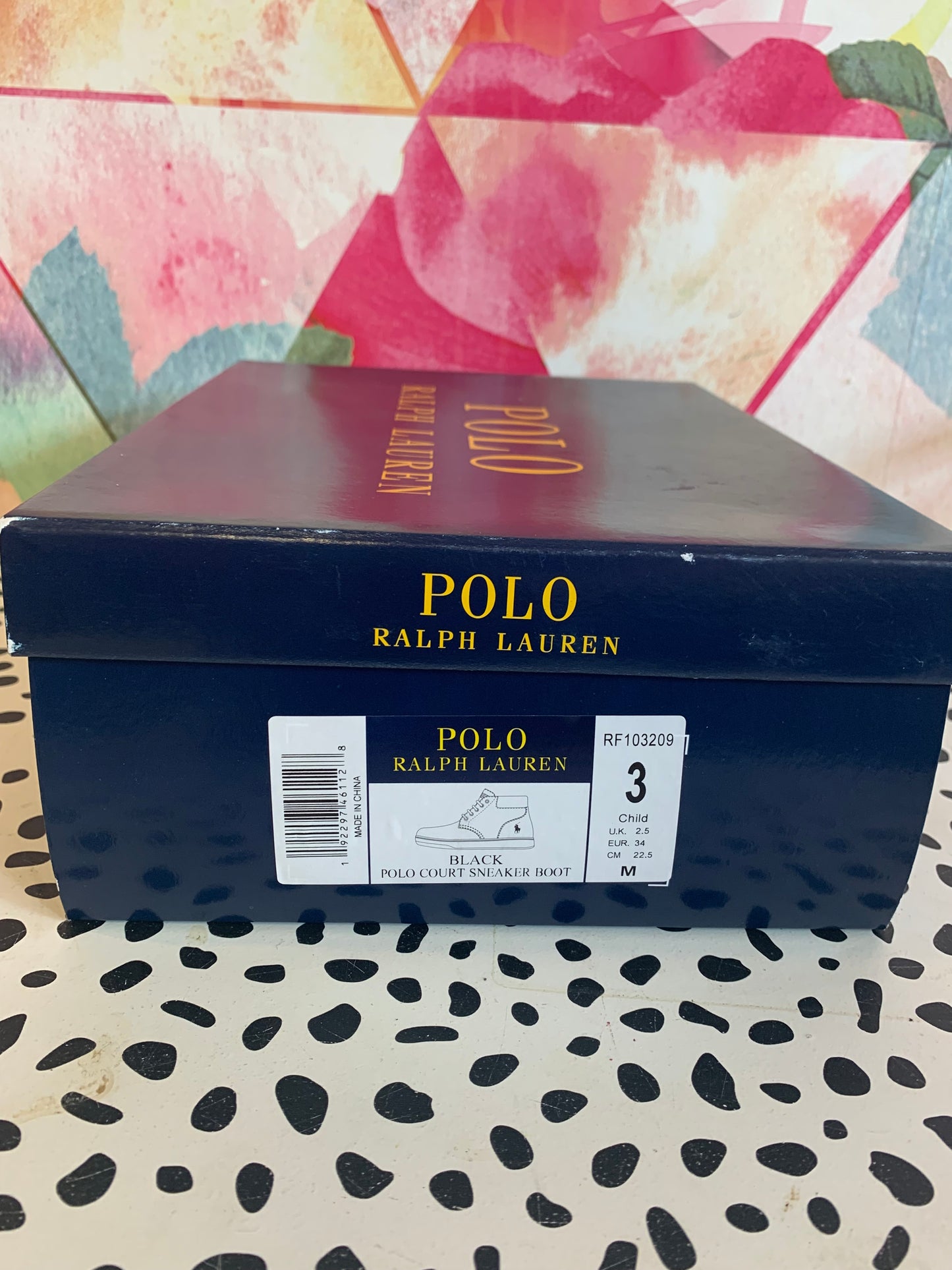 Polo Ralph Lauren black Polo Court Sneaker Boot. Size 3. Comes in original box.