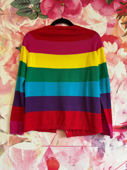 Umelok rainbow stripe long sleeve cardigan. Size 14