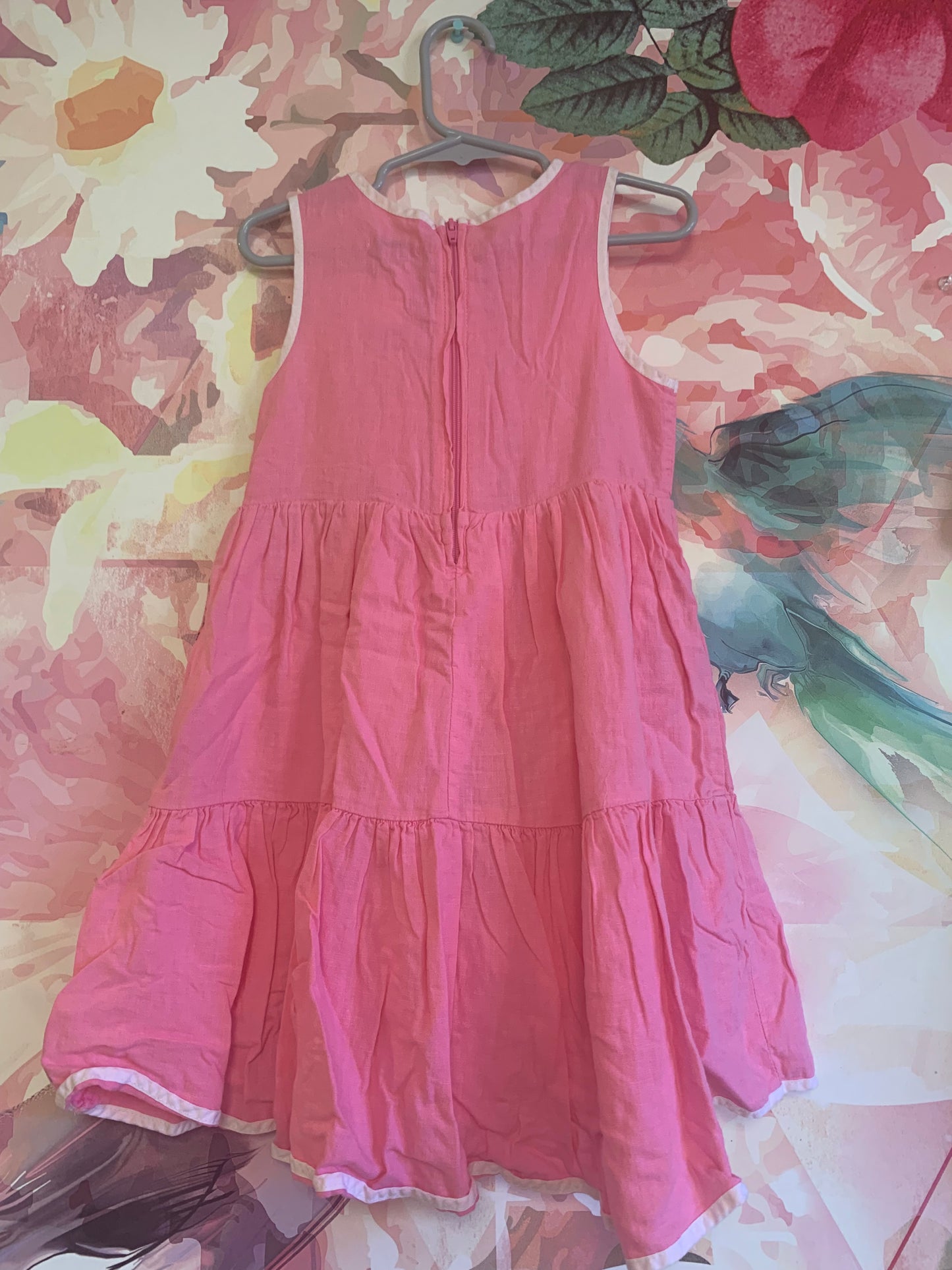 Habitual pink shift dress with white hems. Size 5/6