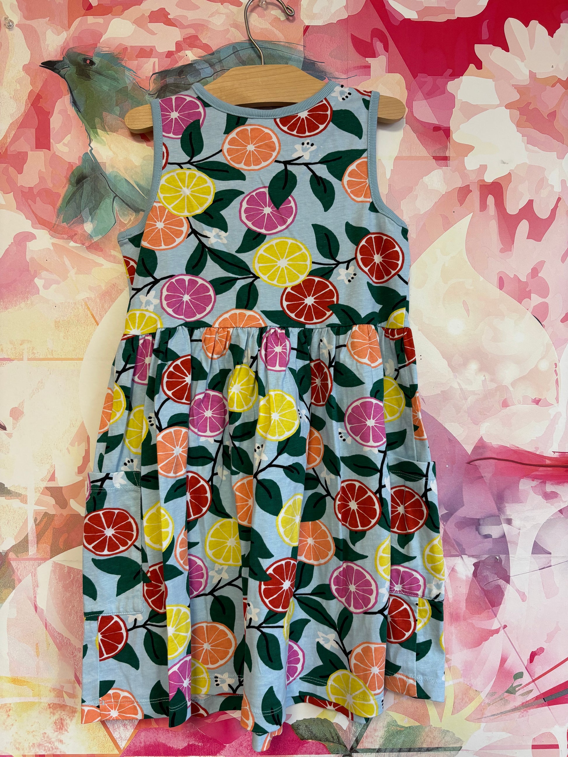 hanna andersson dress Hanna Andersson blue tank dress with sliced citrus fruits. Size 8