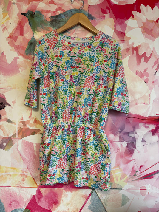 Gymboree colorful floral terrycloth dress with elastic waist & pockets. Size 7/8.