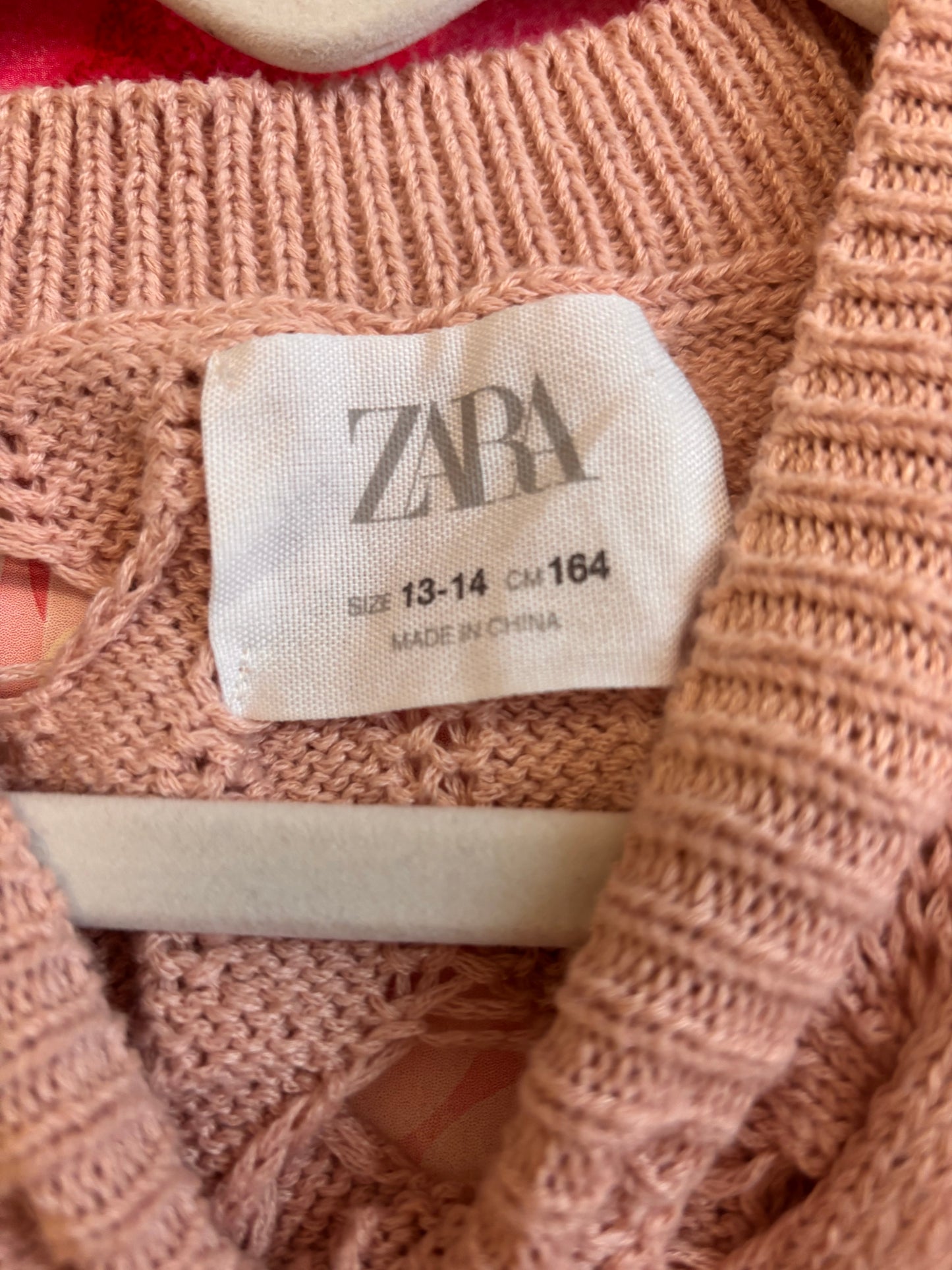Zara light pink loose knit sweater tunic dress. Size 14