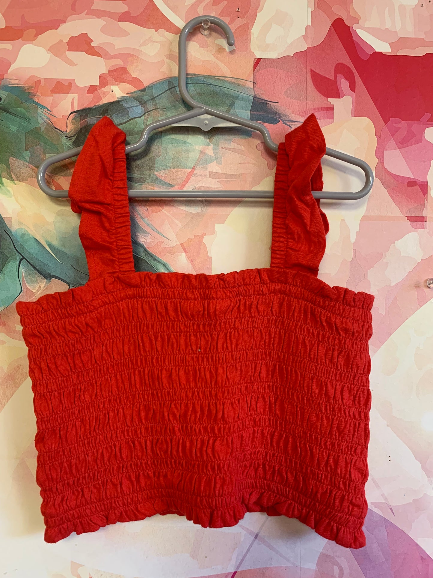 Gap kids red crop ruched tank top. Size 10/11