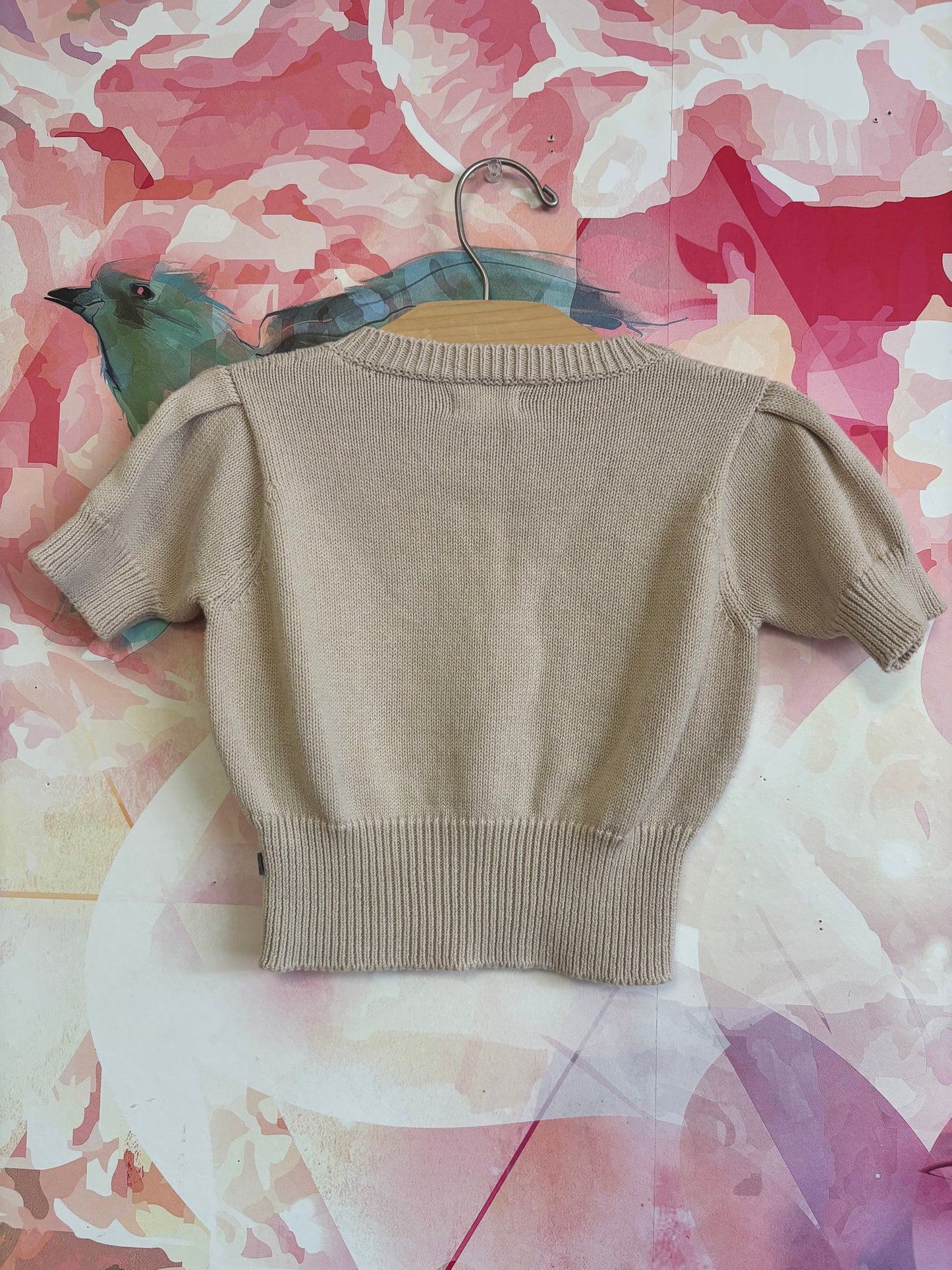 Oeuf light beige short sleeve sweater. Size 2T / 3T