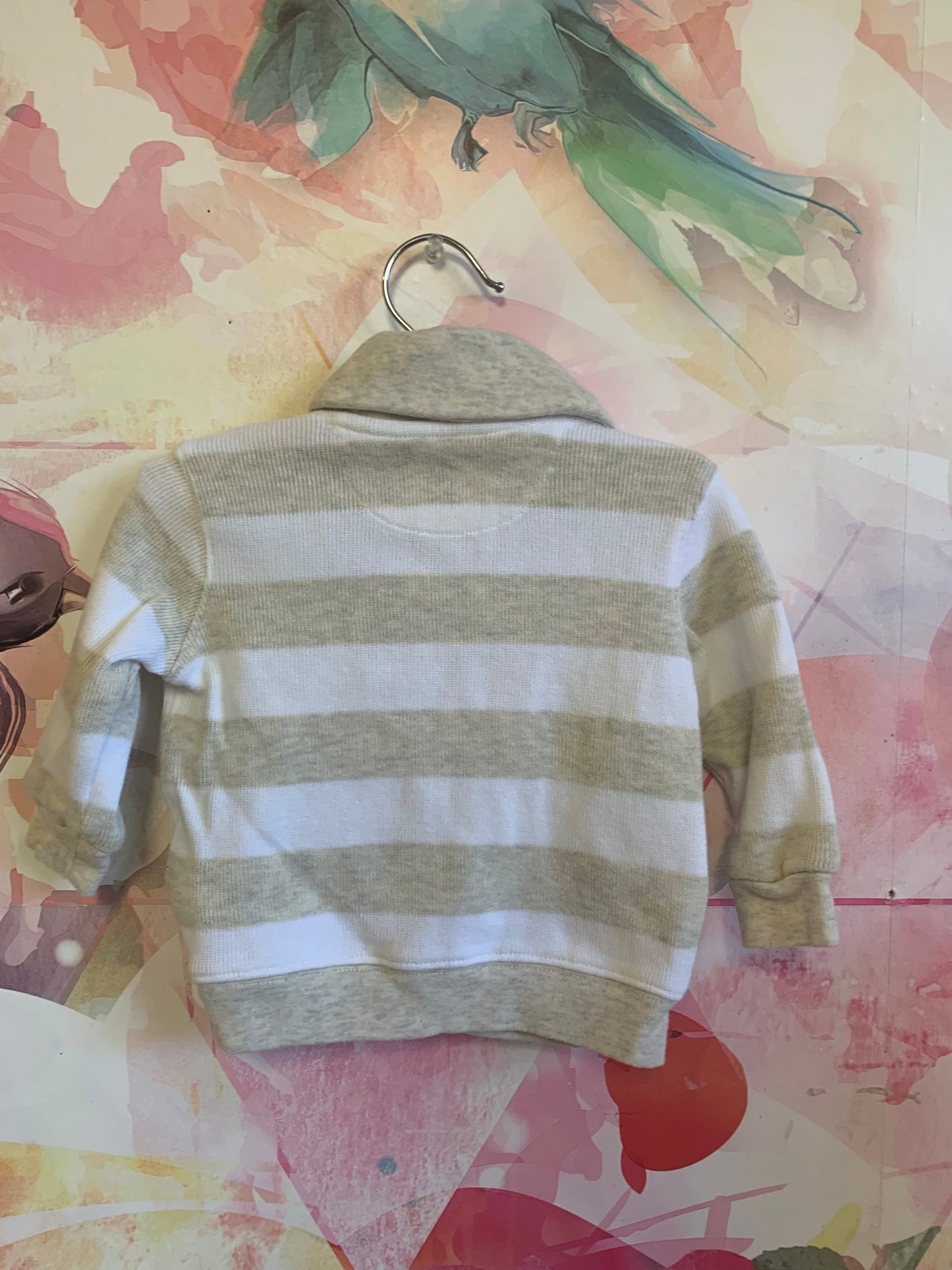 Ralph Lauren beige and white stripe sweater. 100% cotton. Size 6m