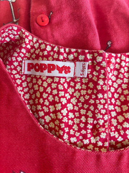 Poppy Girls red cotton Martha sleeveless Party Dress. Size 5T / 6T.