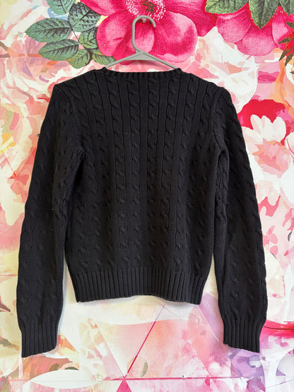 Polo Ralph Lauren black knit crewneck sweater. No size tag. Size 10/12