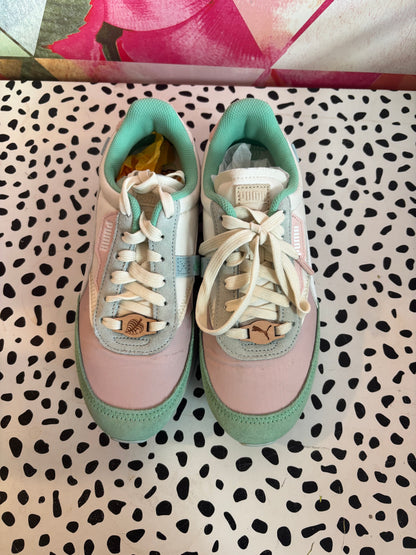 Puma pastel pink, green & cream sneakers. Adult Size 5.5.